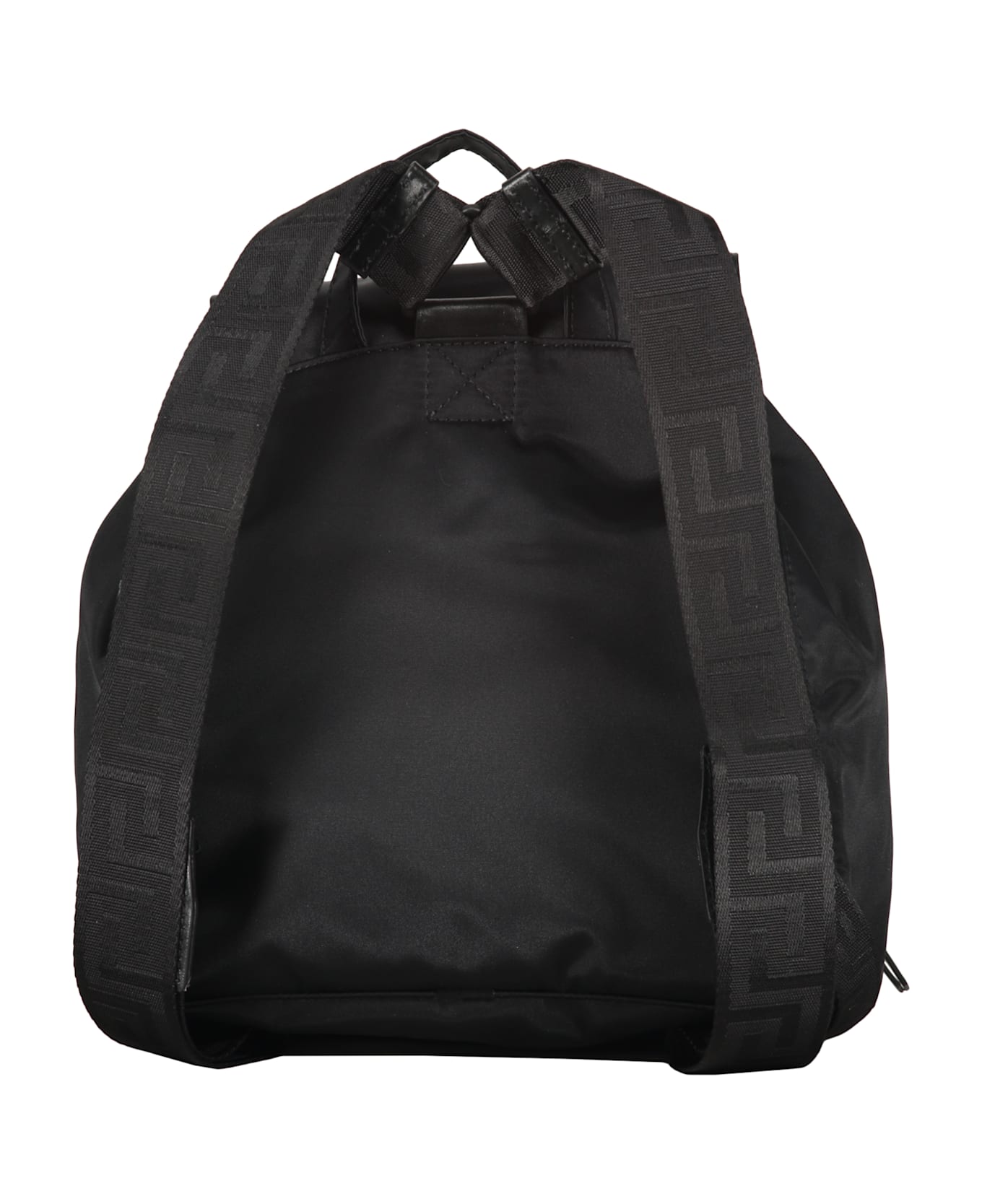 Versace Logo Detail Nylon Backpack - black