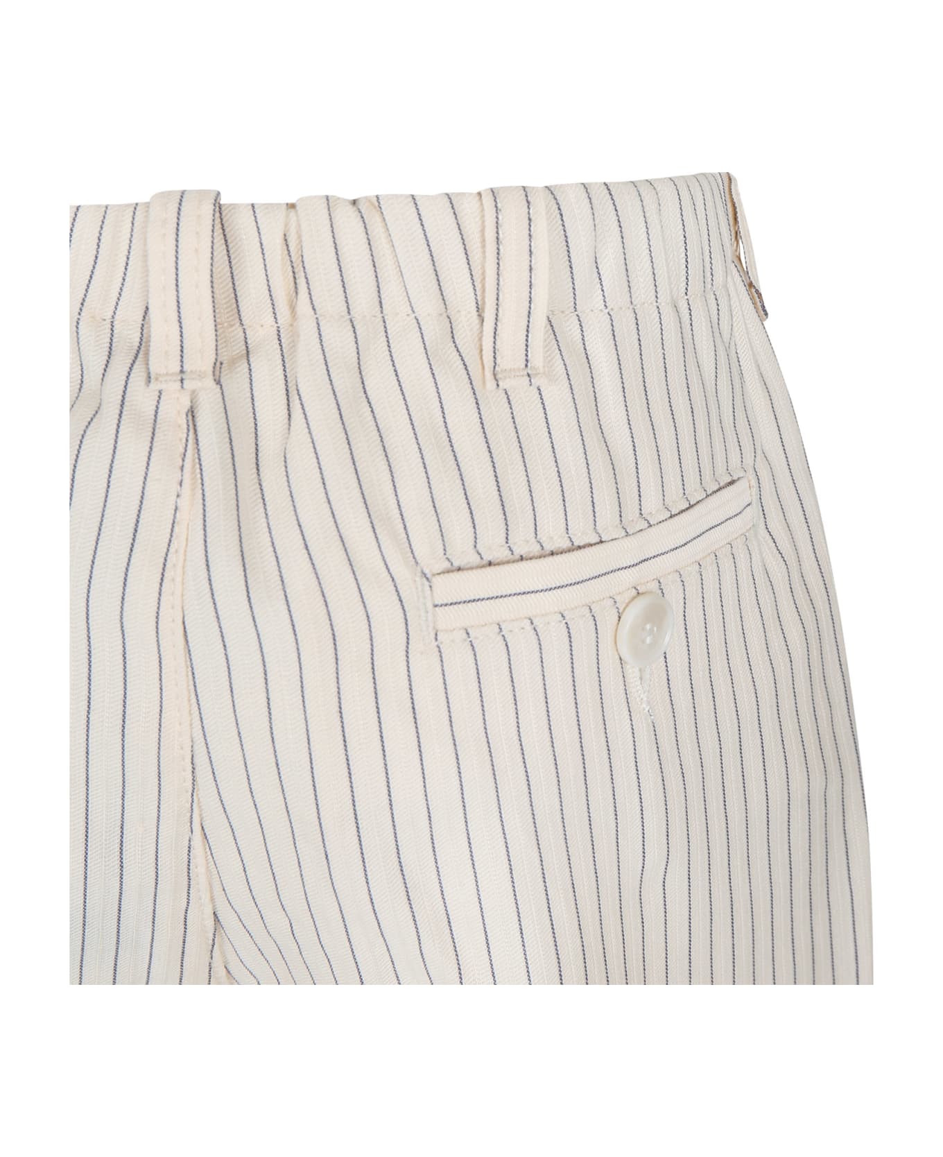 Emporio Armani Ivory Trousers For Boy With Eagle - Ivory ボトムス