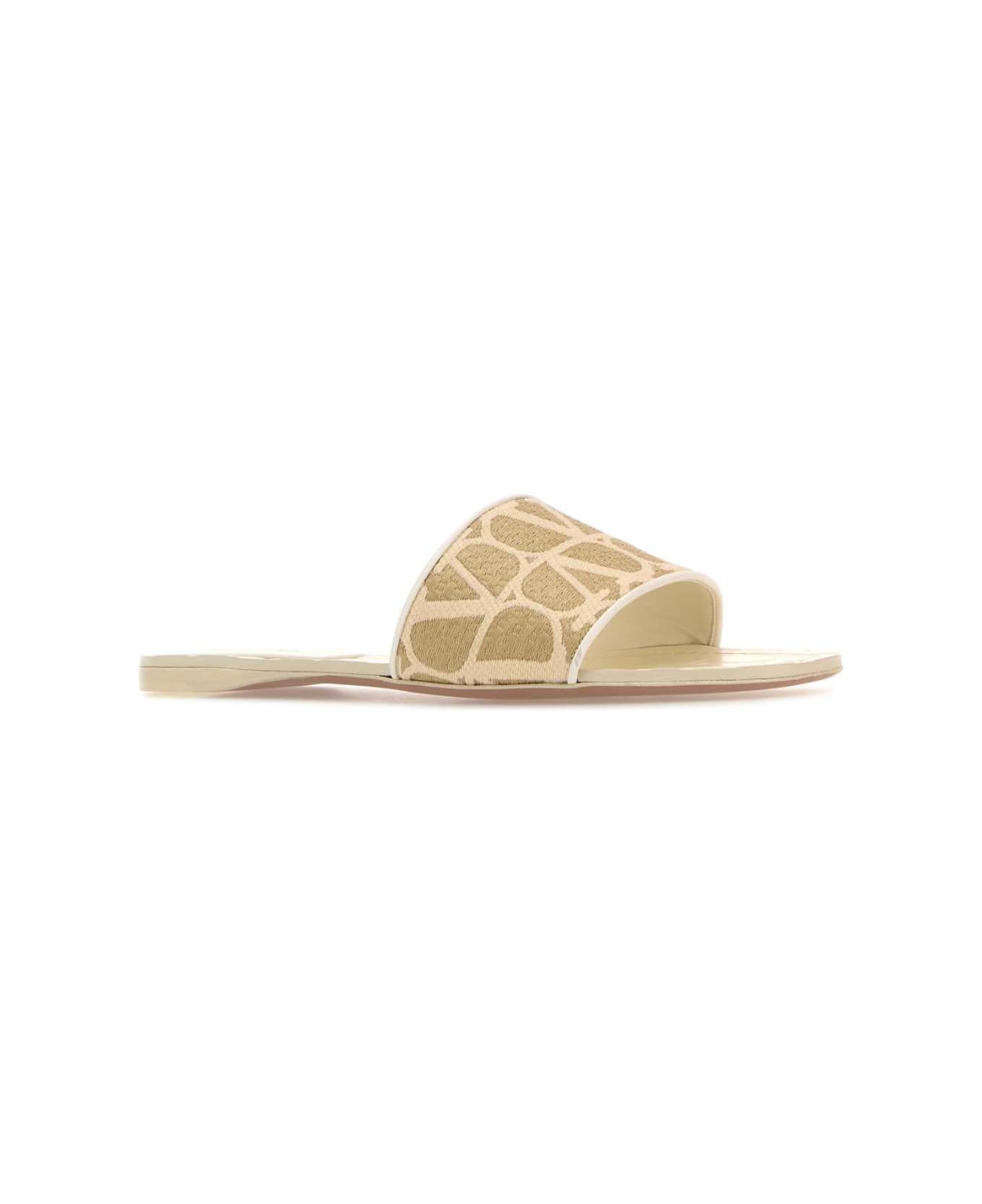 Valentino Garavani Toile Iconographe Slippers - NATURALEIVORY