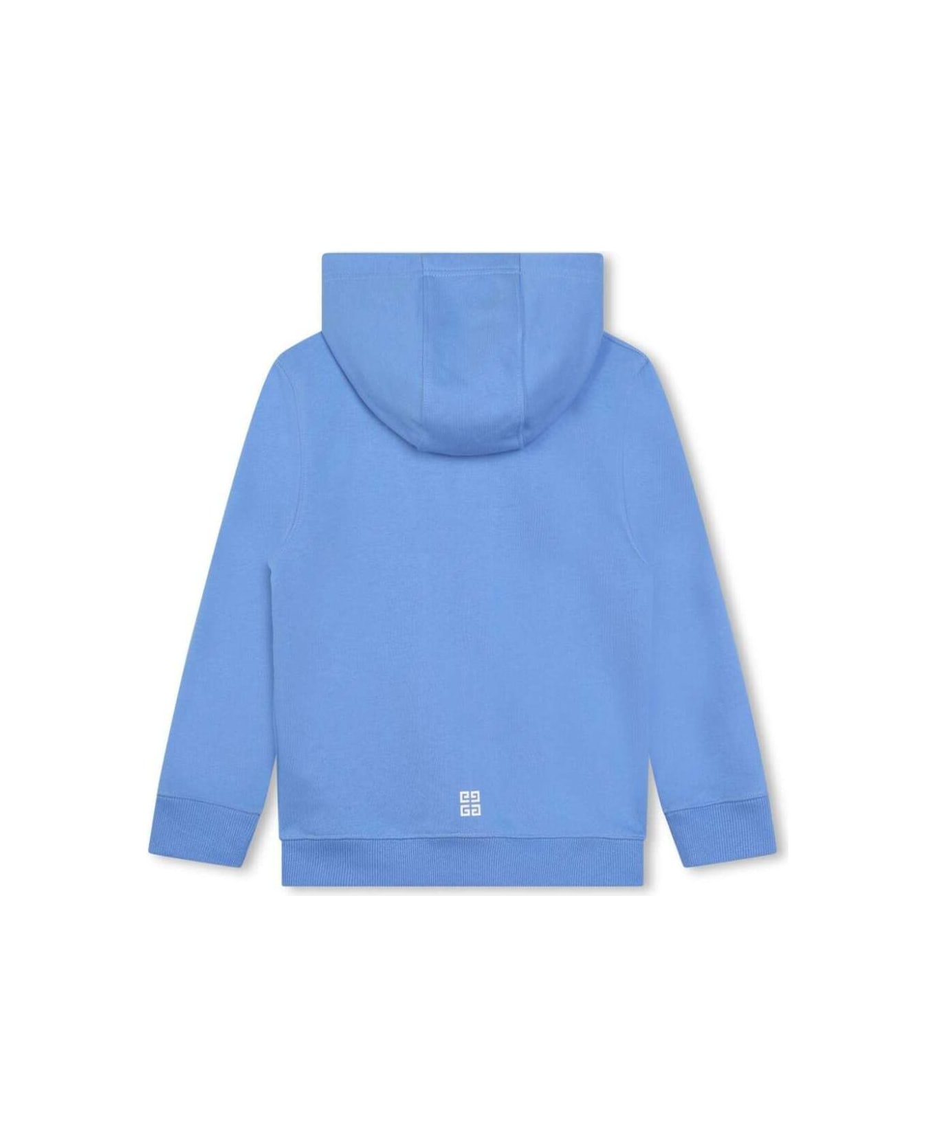 Givenchy Blue Hoodie With Contrasting Logo Lettering In Cotton Blend Boy - Blu