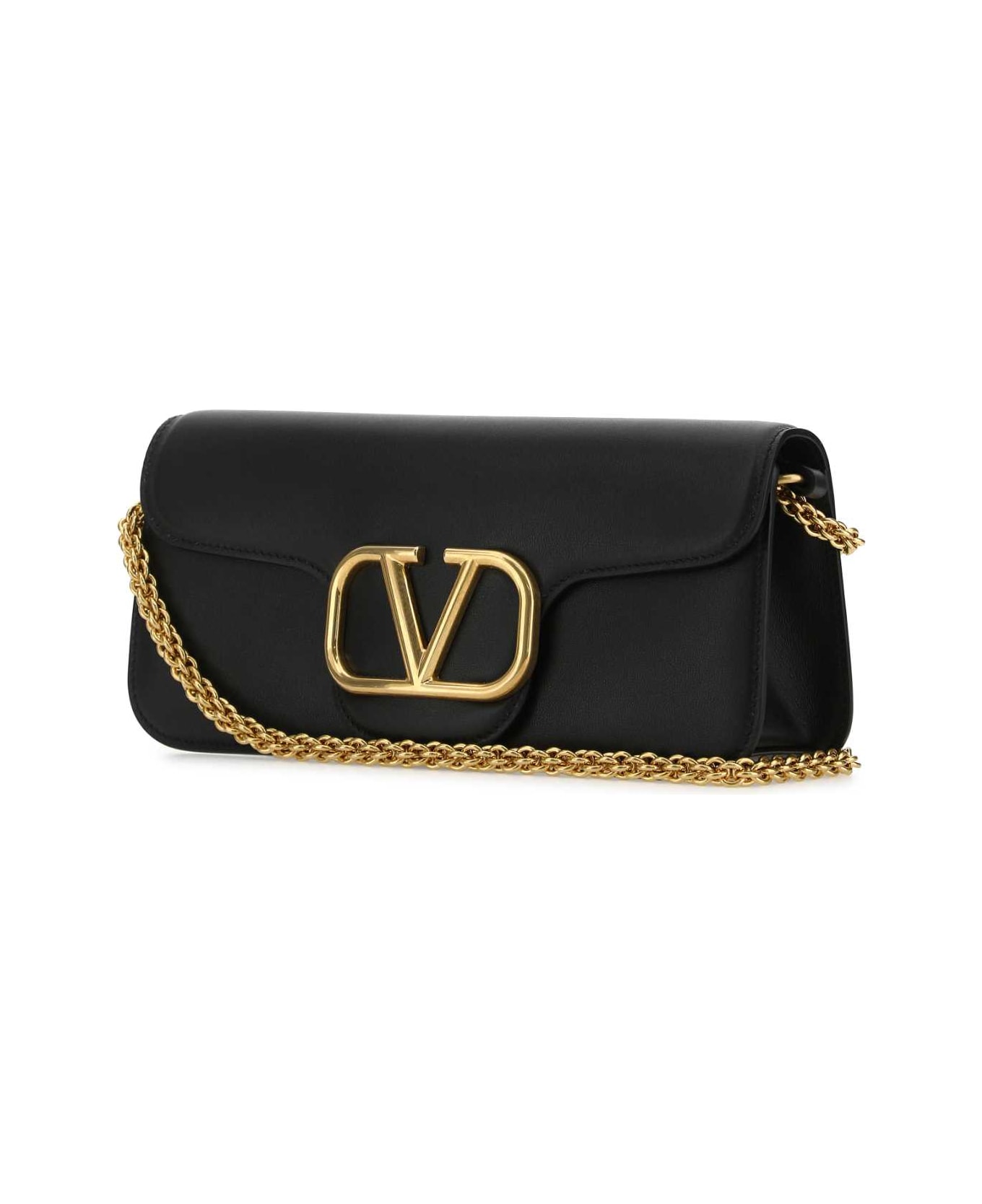 Valentino Garavani Black Leather Locã² Handbag - NERO