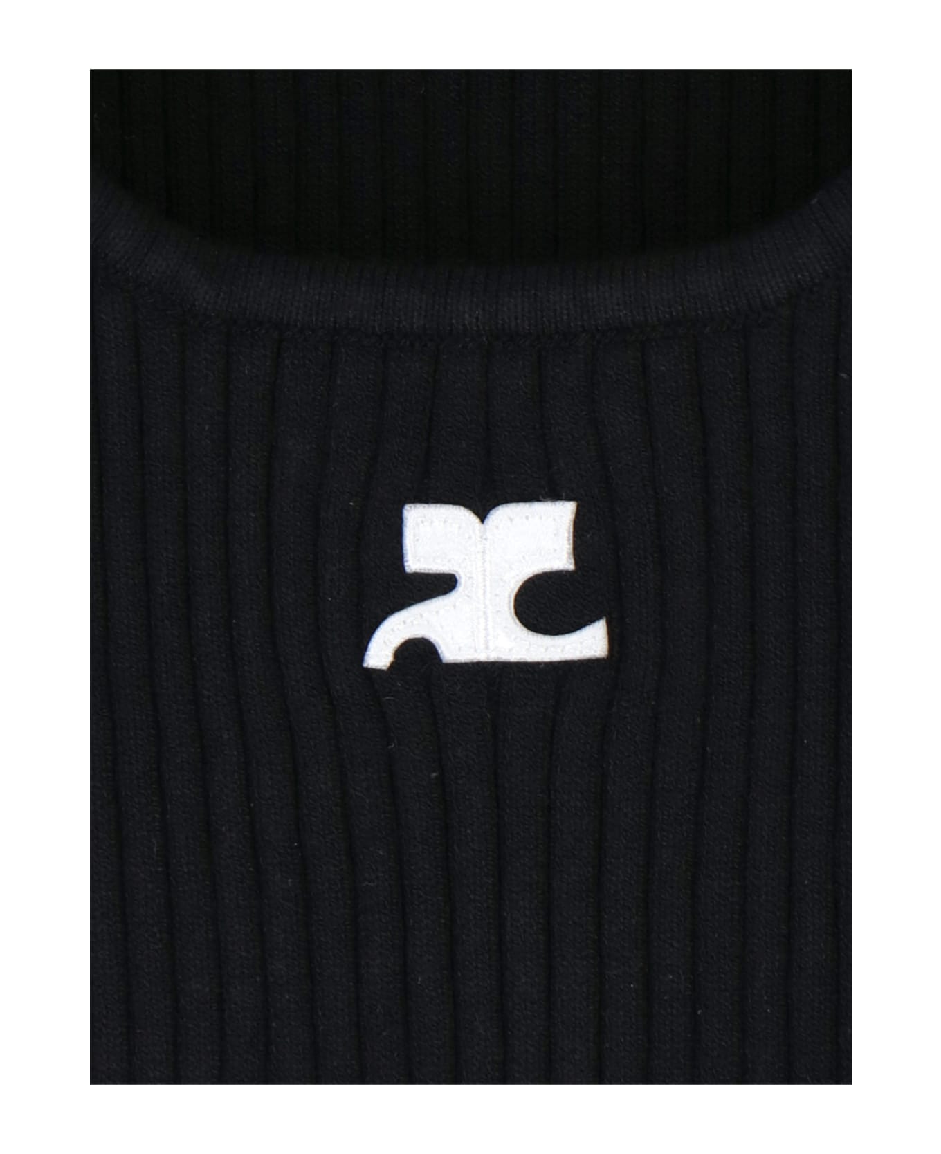 Courrèges Logo Ribbed Top - Black