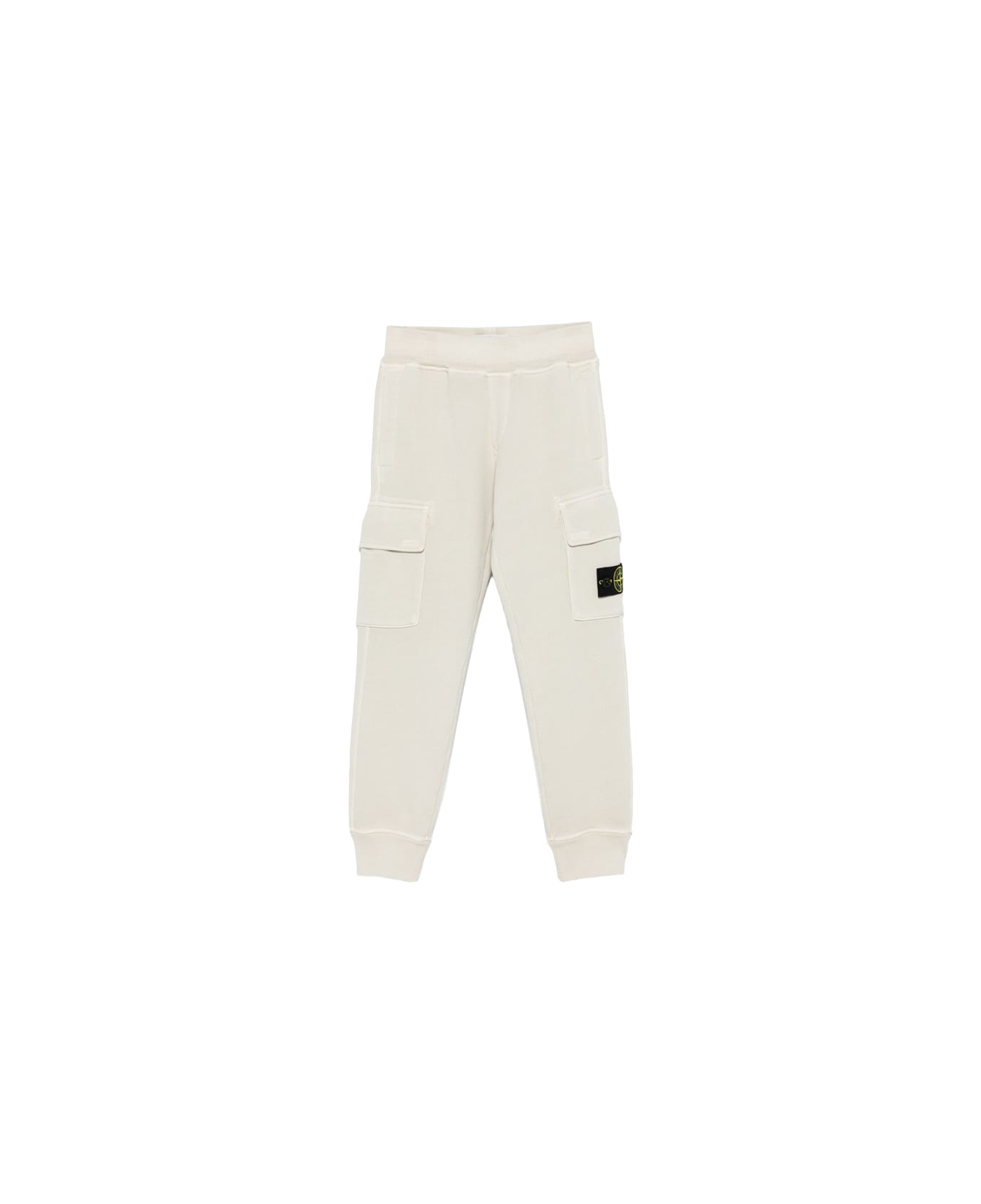 Stone Island Putty Diagonal Organic Cotton Joggers With Old Effect - Grey