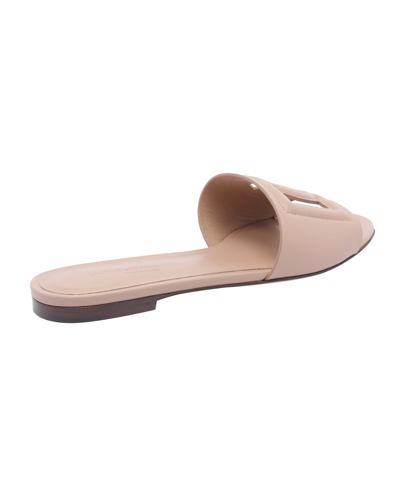 Dolce 
Gabbana Logo Dg Leather Slide - Powder