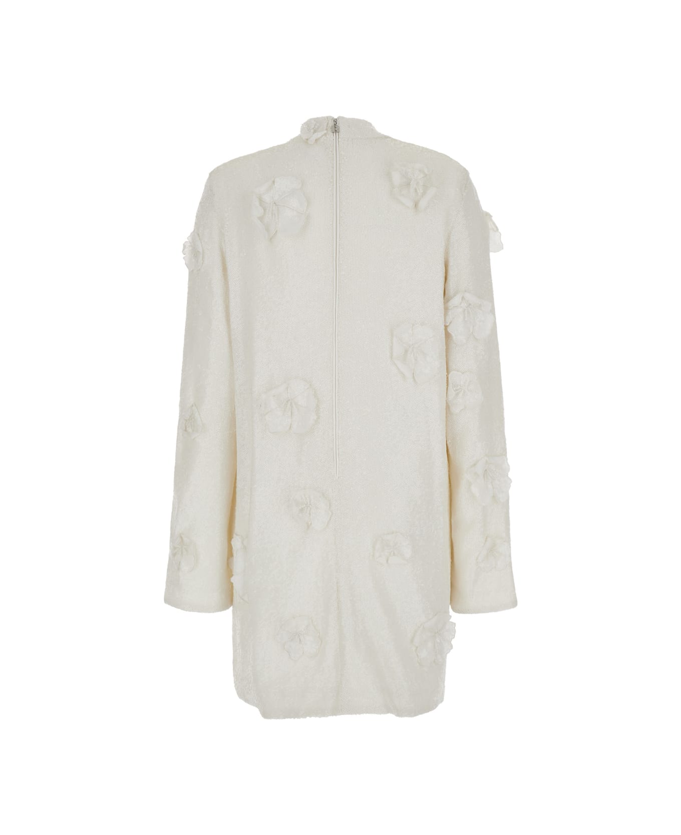 Rotate by Birger Christensen Mini White Dress With Sequins And Flowers In Fabric Woman - White ワンピース＆ドレス