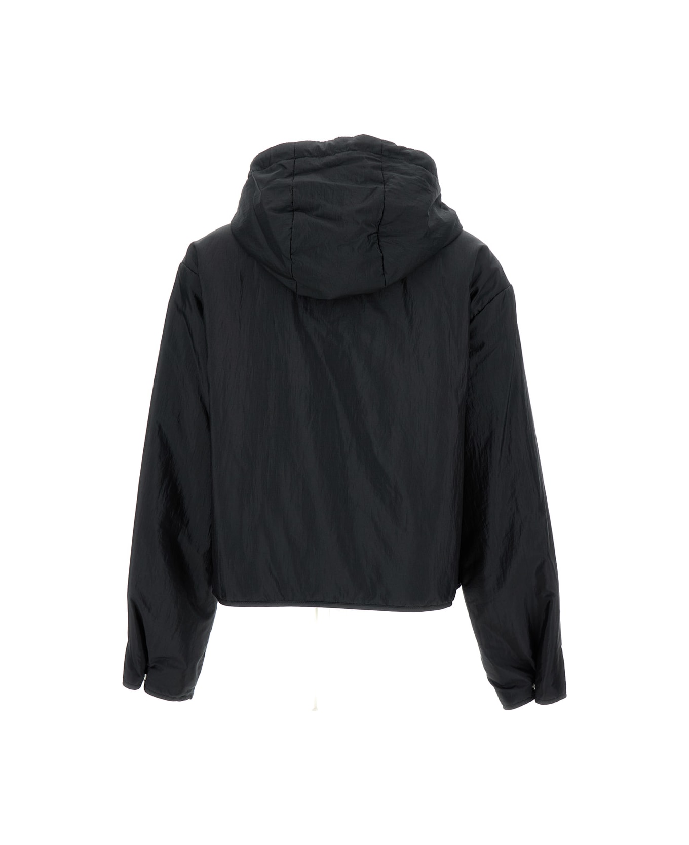 Jil Sander Black Crop Padded Jacket With Drawstring In Polyamide And Silk Woman - Black