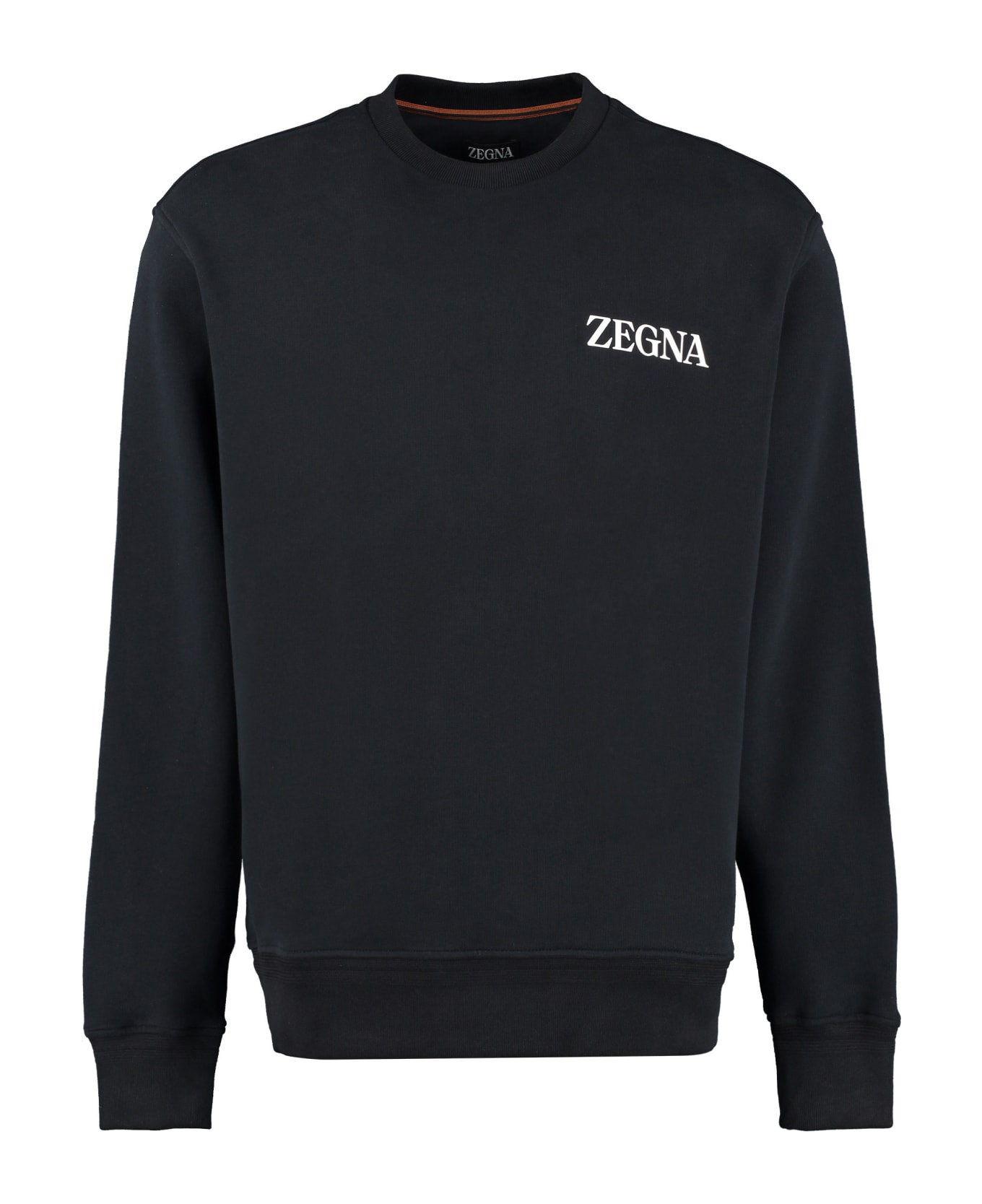 Zegna Logo Detail Cotton Sweatshirt - black