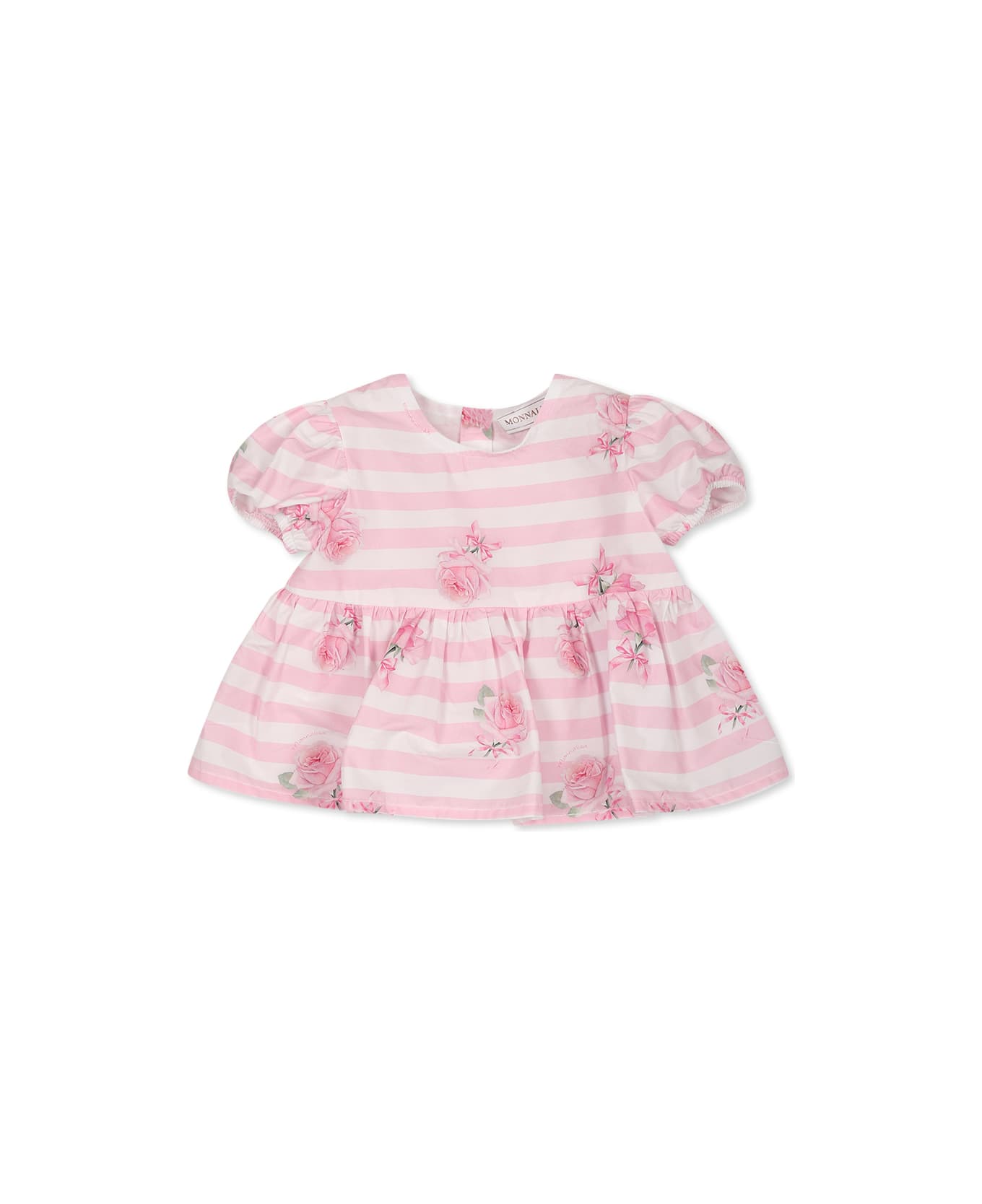 Monnalisa Pink Top For Baby Girl With Rose Print - Pink