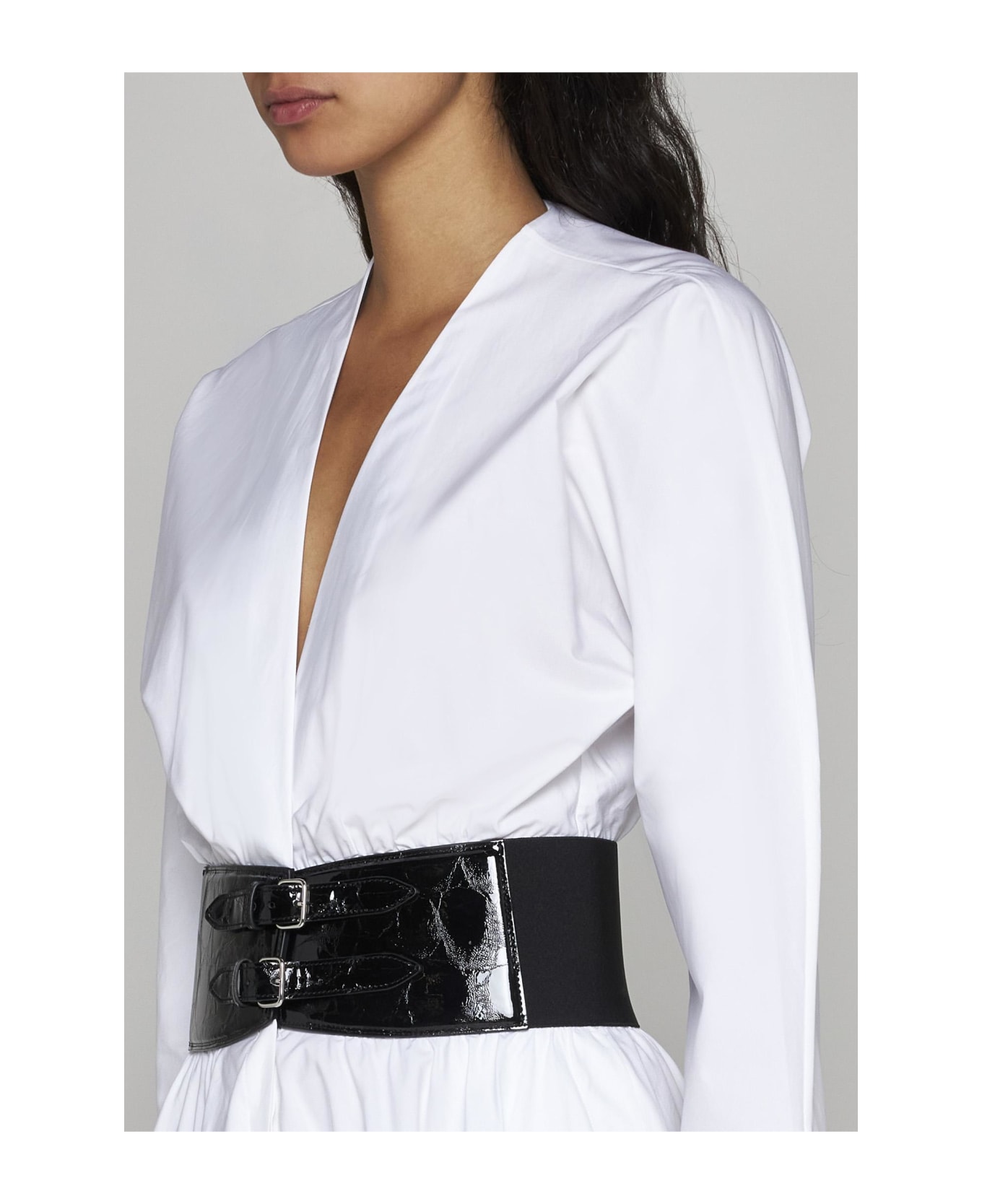 Alaia Belted Cotton Dress - Blanc ワンピース＆ドレス