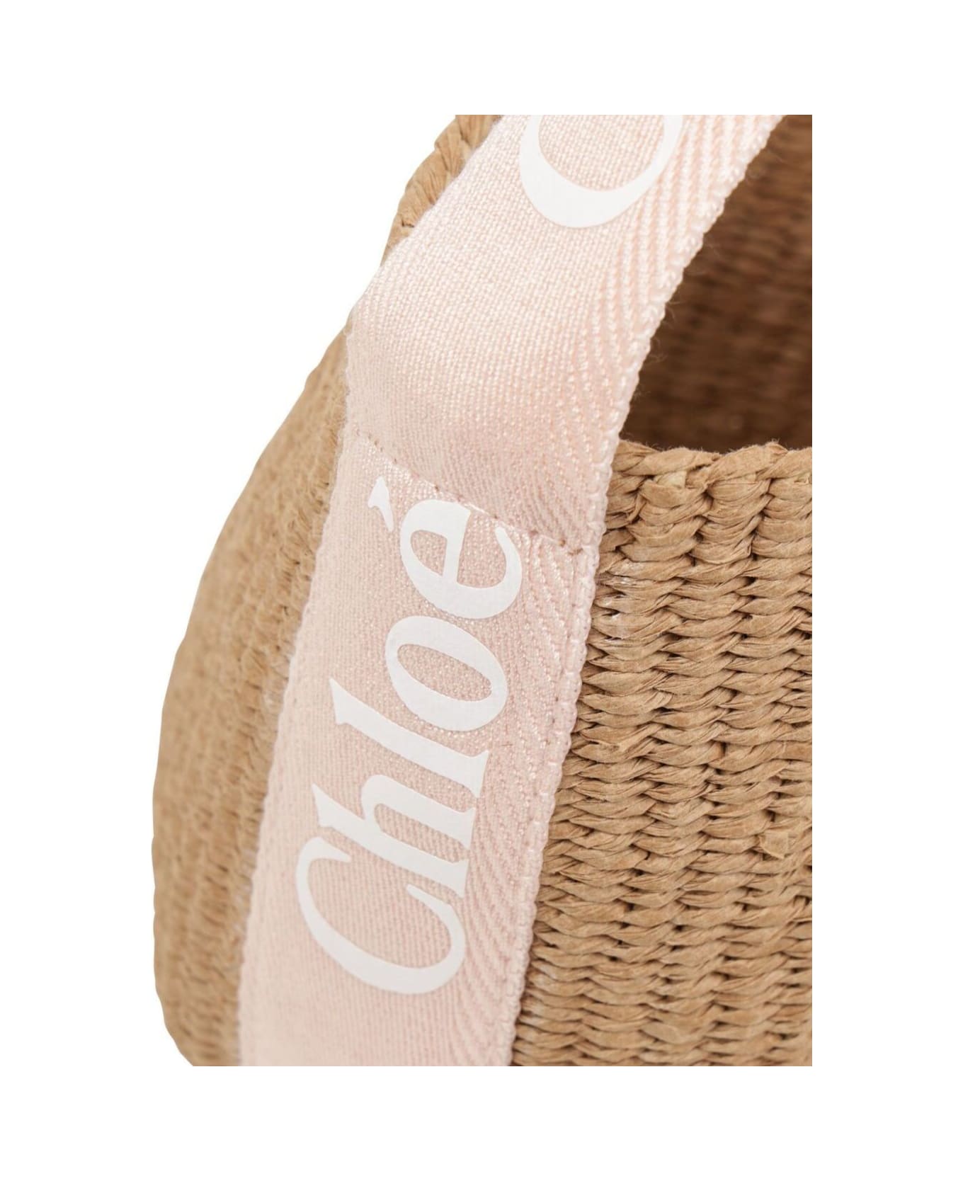 Chloé Beige Handbag With Woven Design And Strap With Logo In Synthetic Fiber Girl - Beige