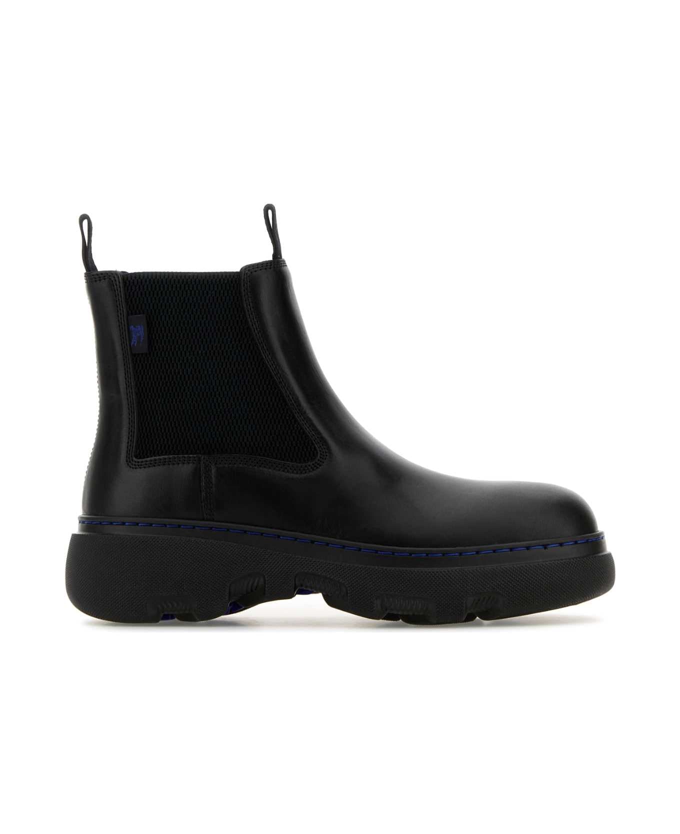 Burberry Black Leather Ankle Boots - BLACK