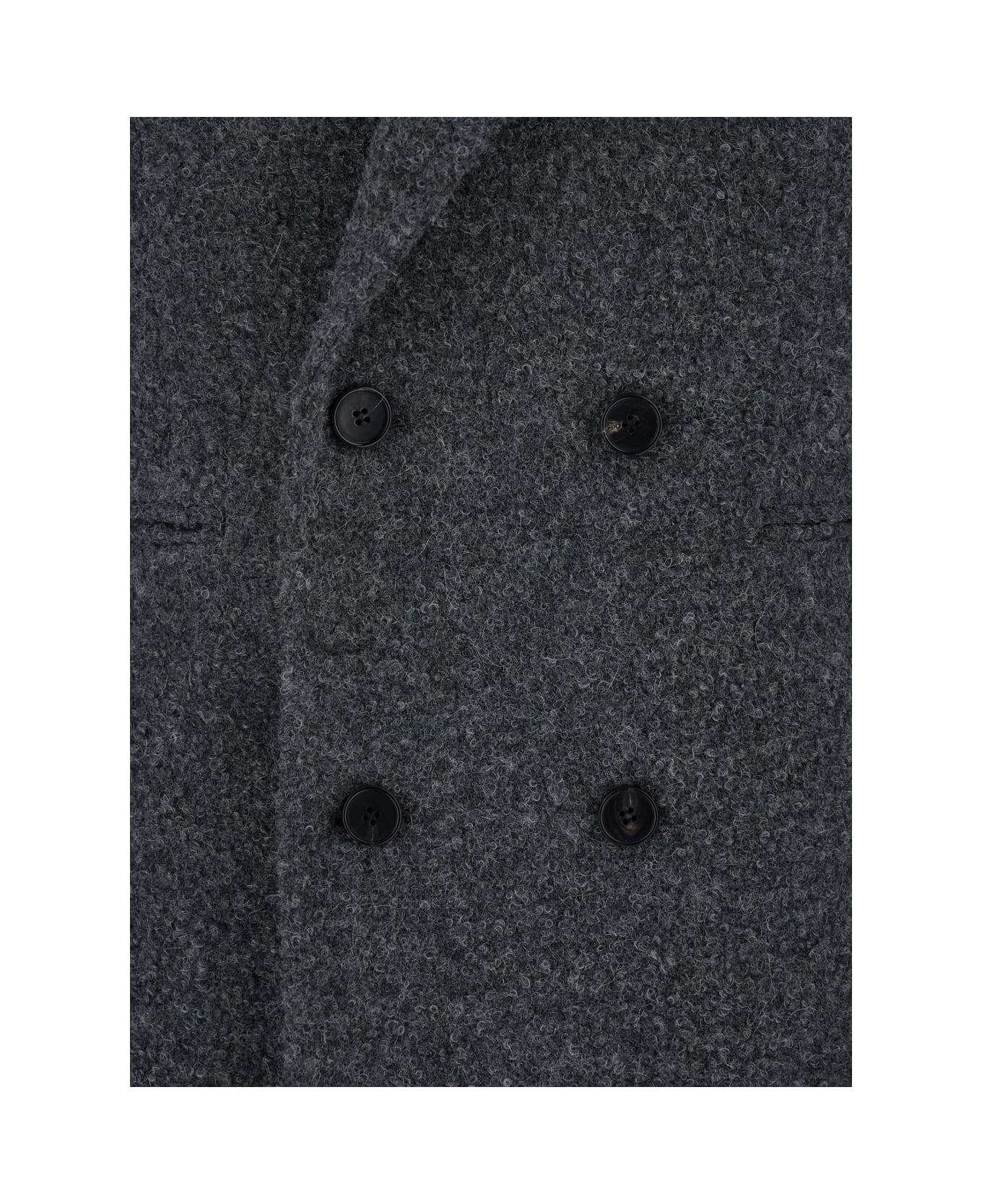 Tonywack Grey Double-breasted Coat With Classic Lapels In Wool Blend Man - Grey
