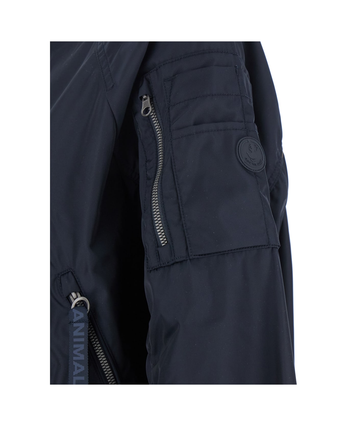 Save the Duck 
lil
 Blue-black Bomber Jacket With Front Pockets And Logo Patch Applied On The Sleeve In Tech Fabric Woman - Black
