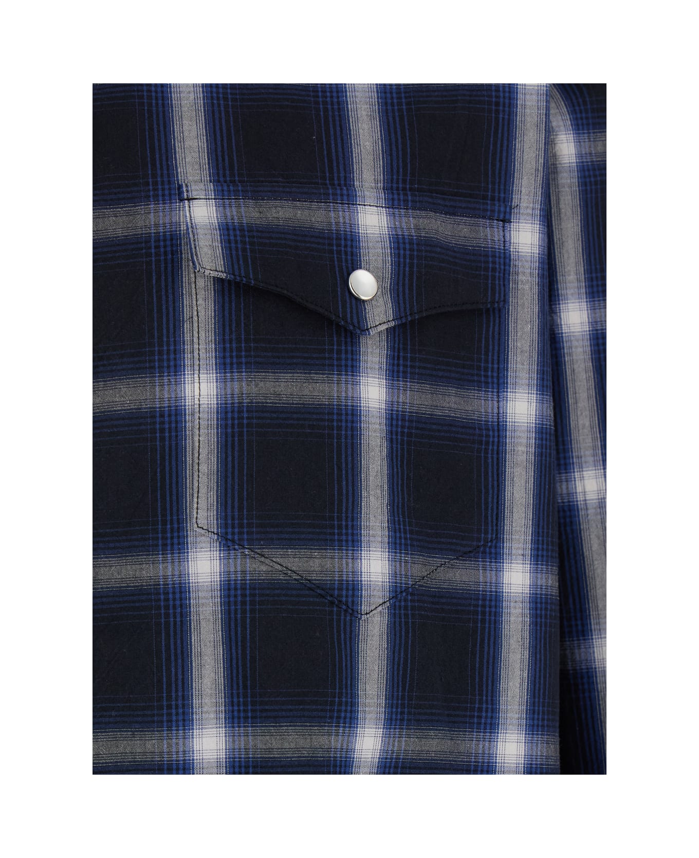 Tonywack Blue Shirt With Classic Collar And All-over Check Motif In Cotton Man - Blu