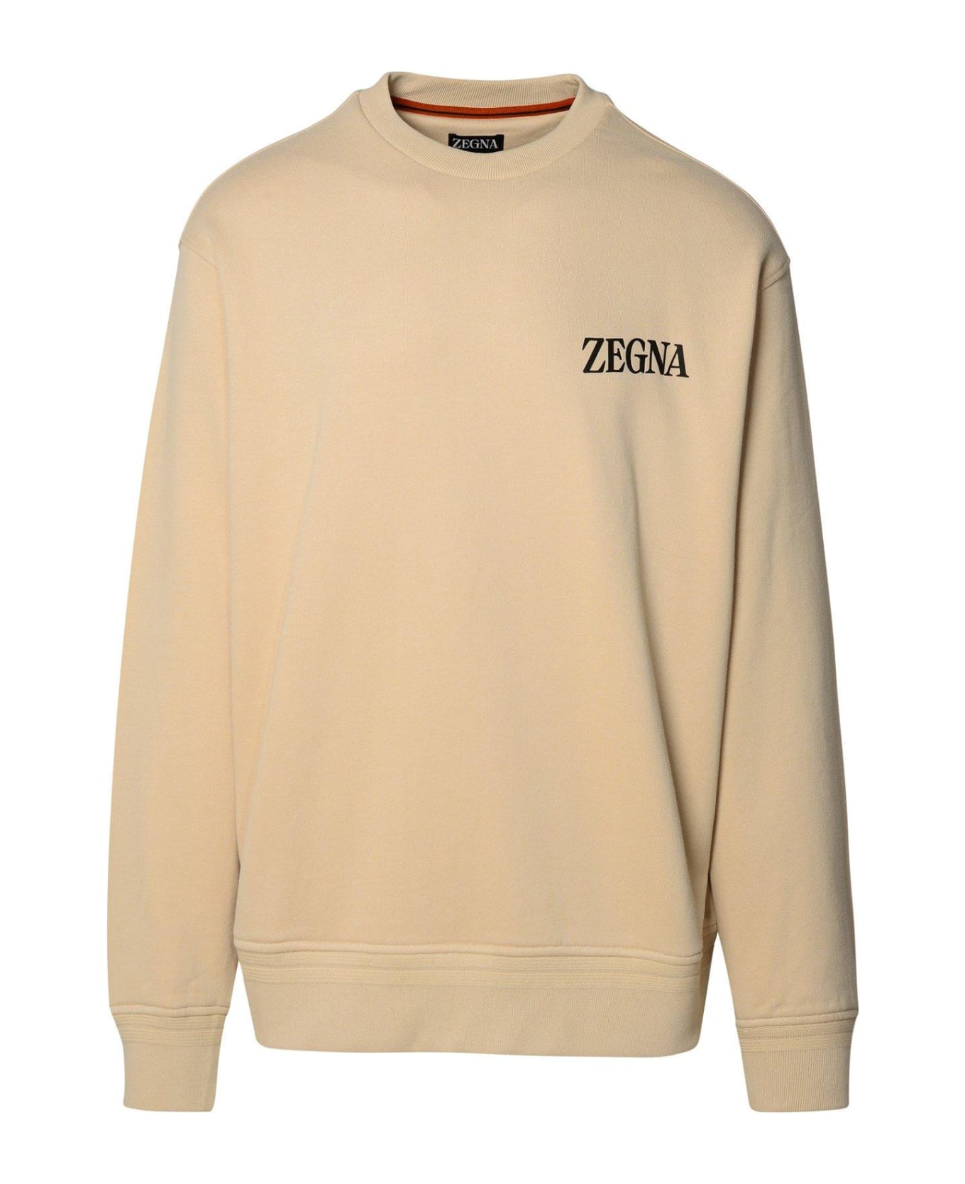 Zegna Logo Prrinted Crewneck Sweatshirt - Beige