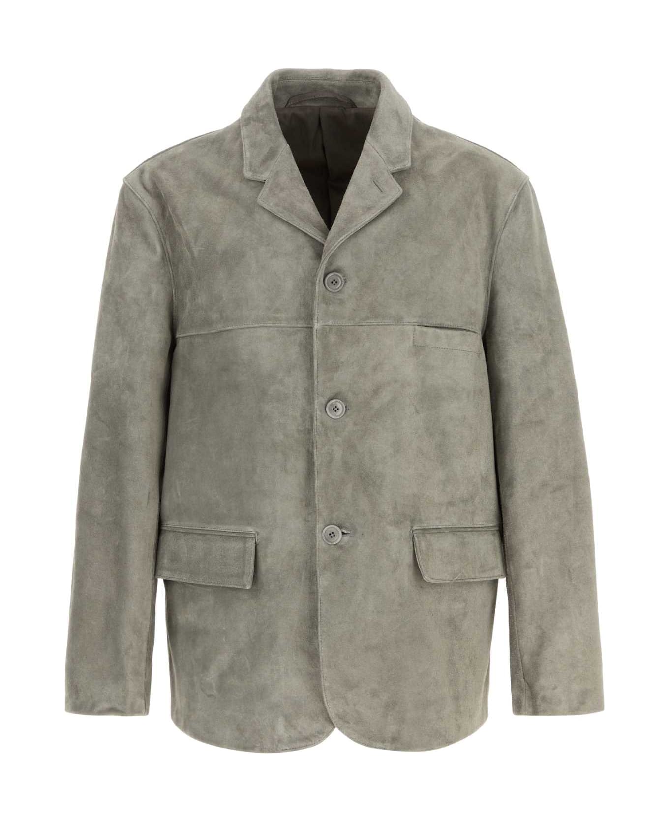 Lemaire Grey Suede Blazer - PEBBLEGRAY