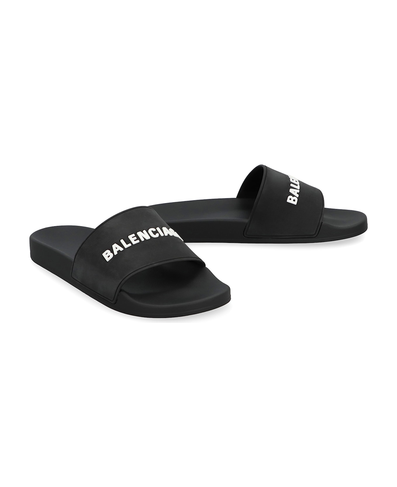 Balenciaga Rubber Slides - BLACK WHITE