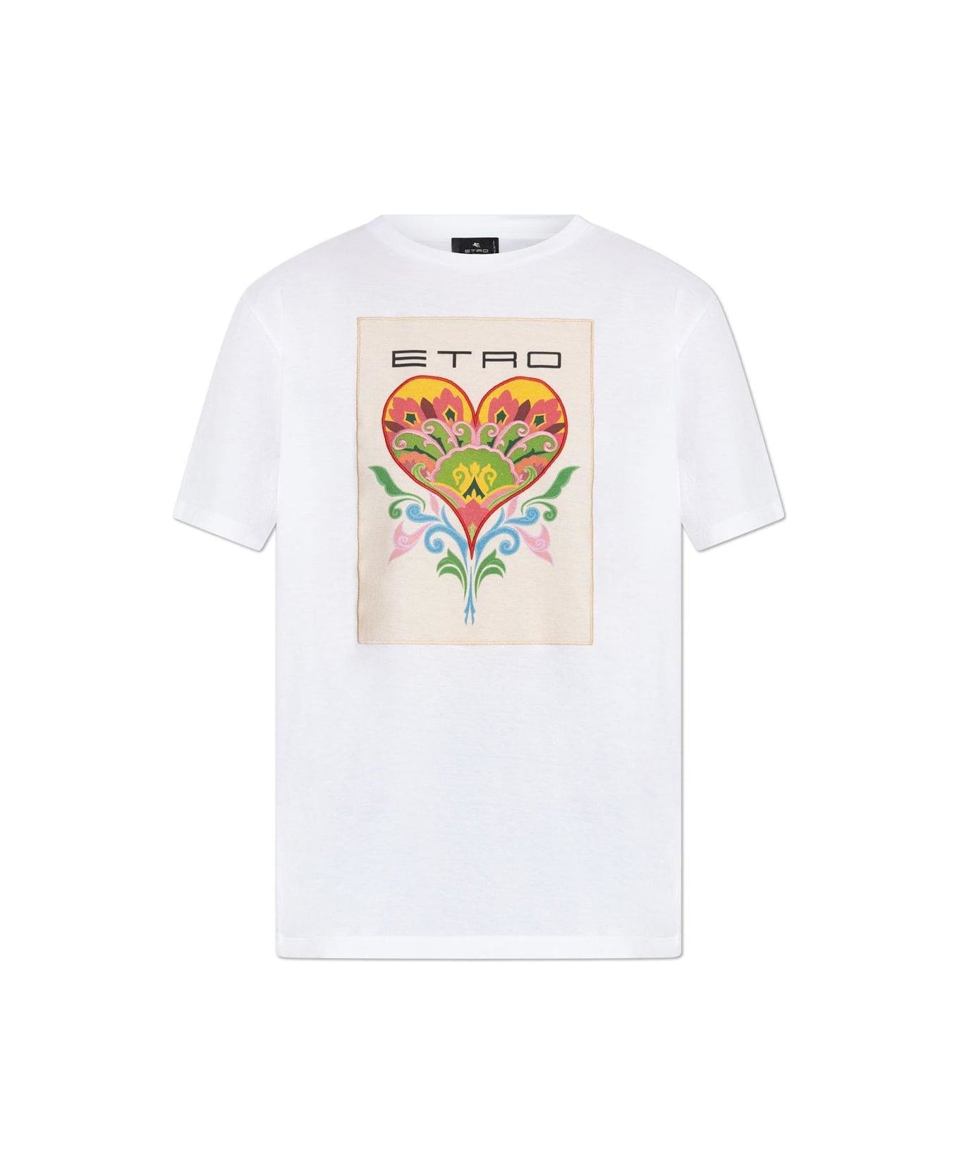 Etro Motif Embroidered Crewneck T-shirt - White