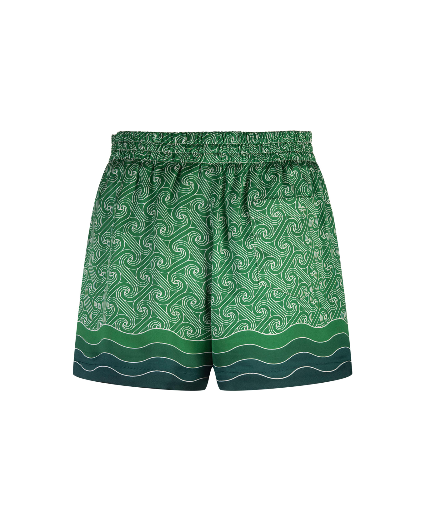 Casablanca Column Monogram Silk Shorts - Green