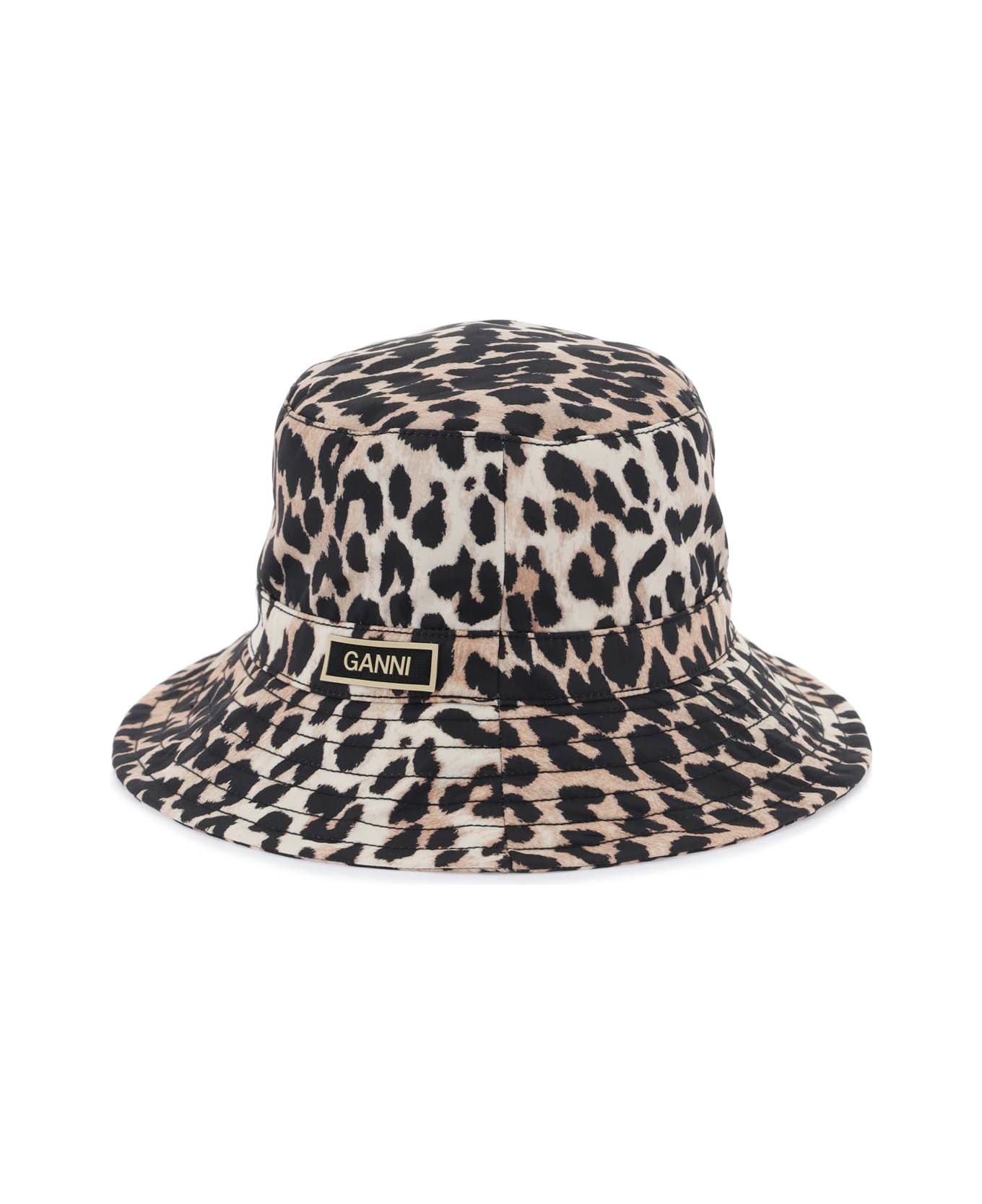 Ganni Animal Print Bucket Hat - LEOPARD 帽子