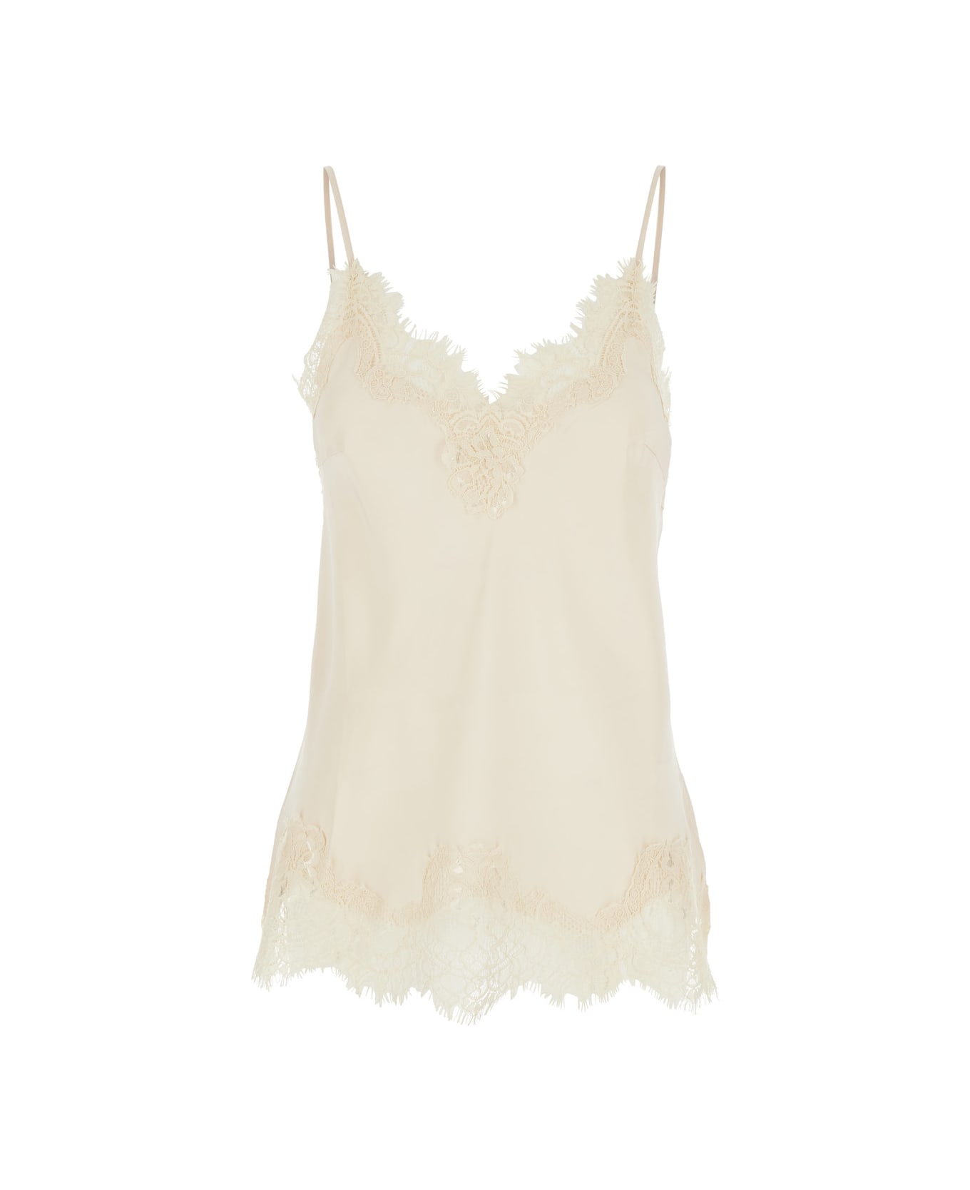 Gold Hawk 'coco' White Camie Top With Tonal Lace Trim In Silk Woman - White キャミソール