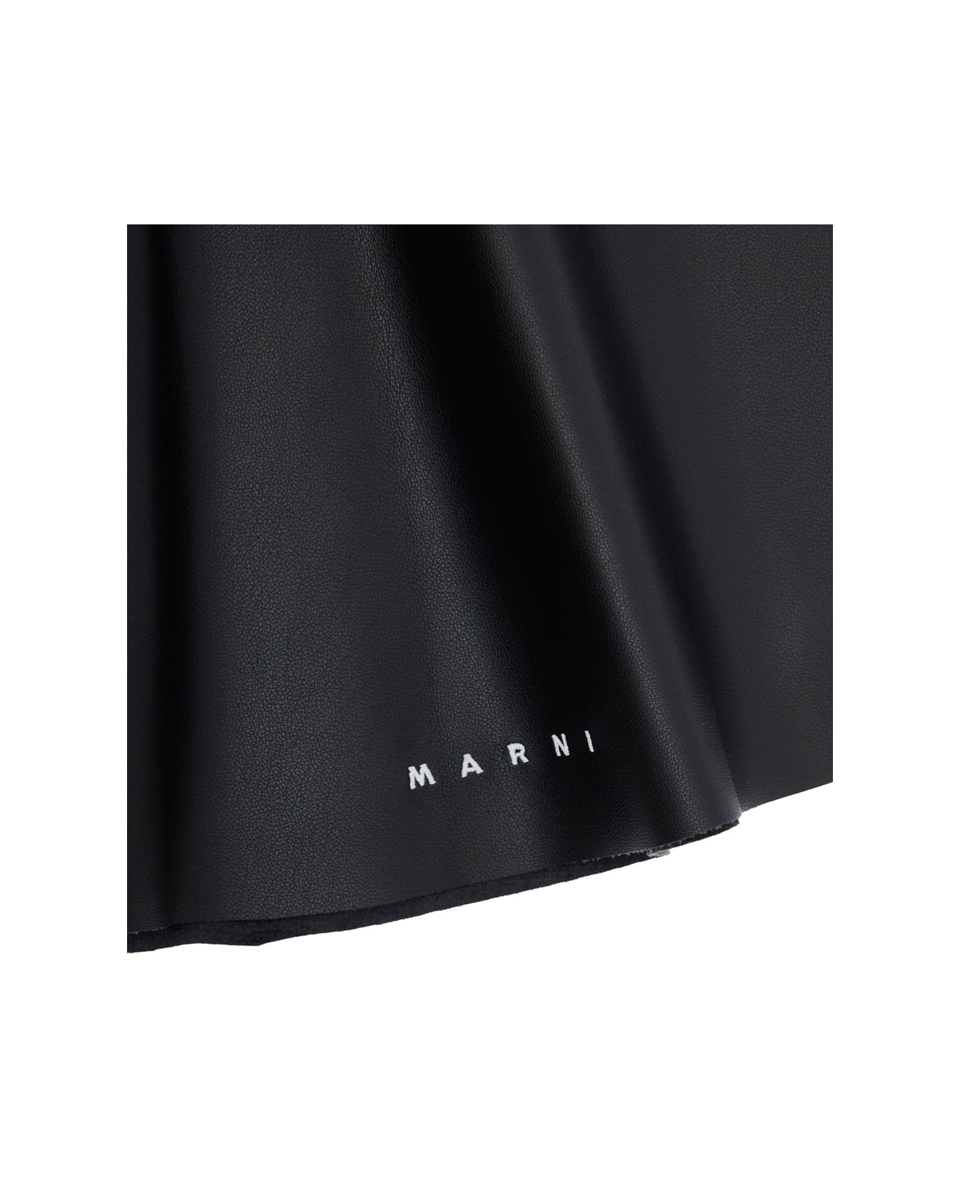 Marni Black Skirt With Pleated Details In Eco Leather Girl - Black