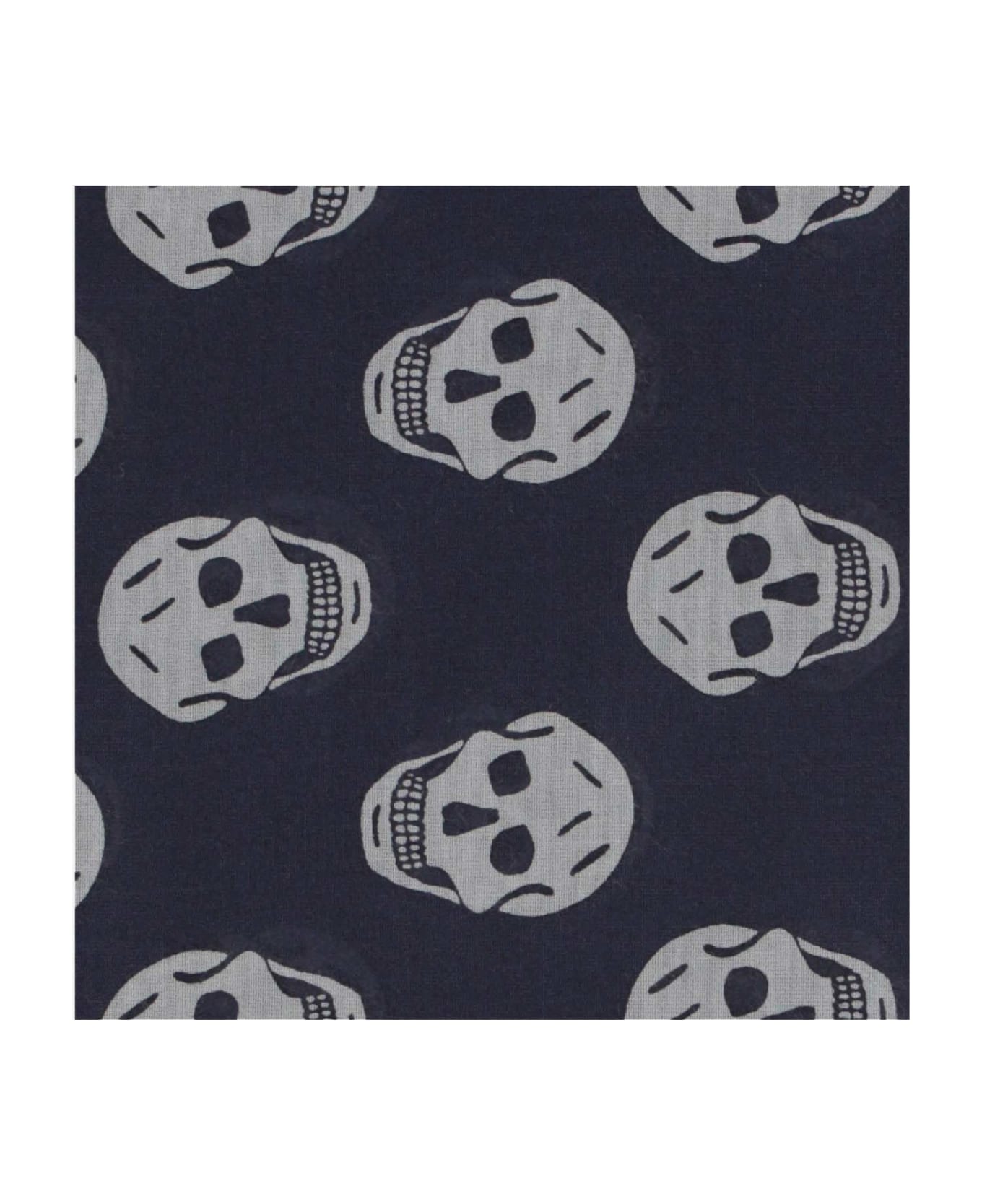 Alexander McQueen Skull Printed Fringed Scarf - Blue スカーフ
