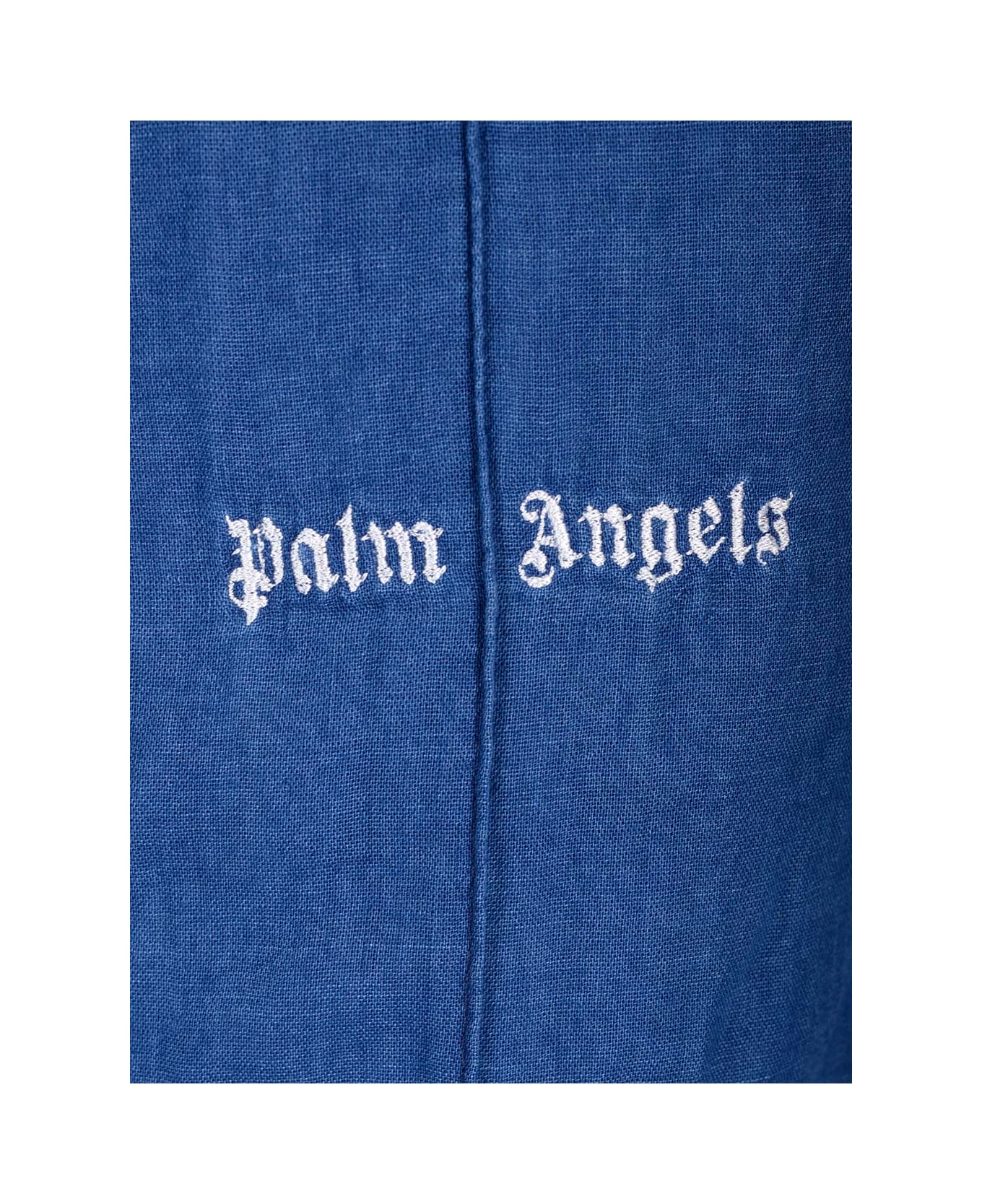 Palm Angels Chambray Track Pants - Indigo Blue/Off White