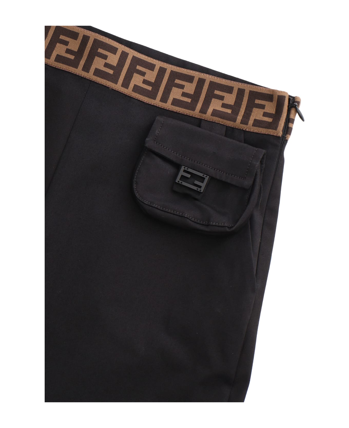 Fendi Black Gabardine Trousers - BLACK