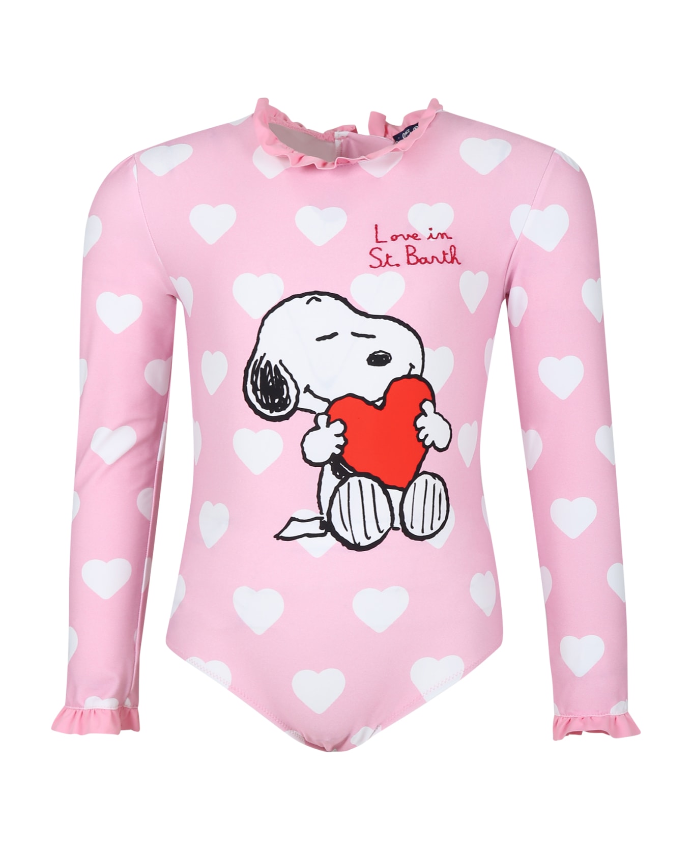 MC2 Saint Barth Pink Anti-uv Swimsuit For Girl With Snoopy Print - Pink Tシャツ＆ポロシャツ