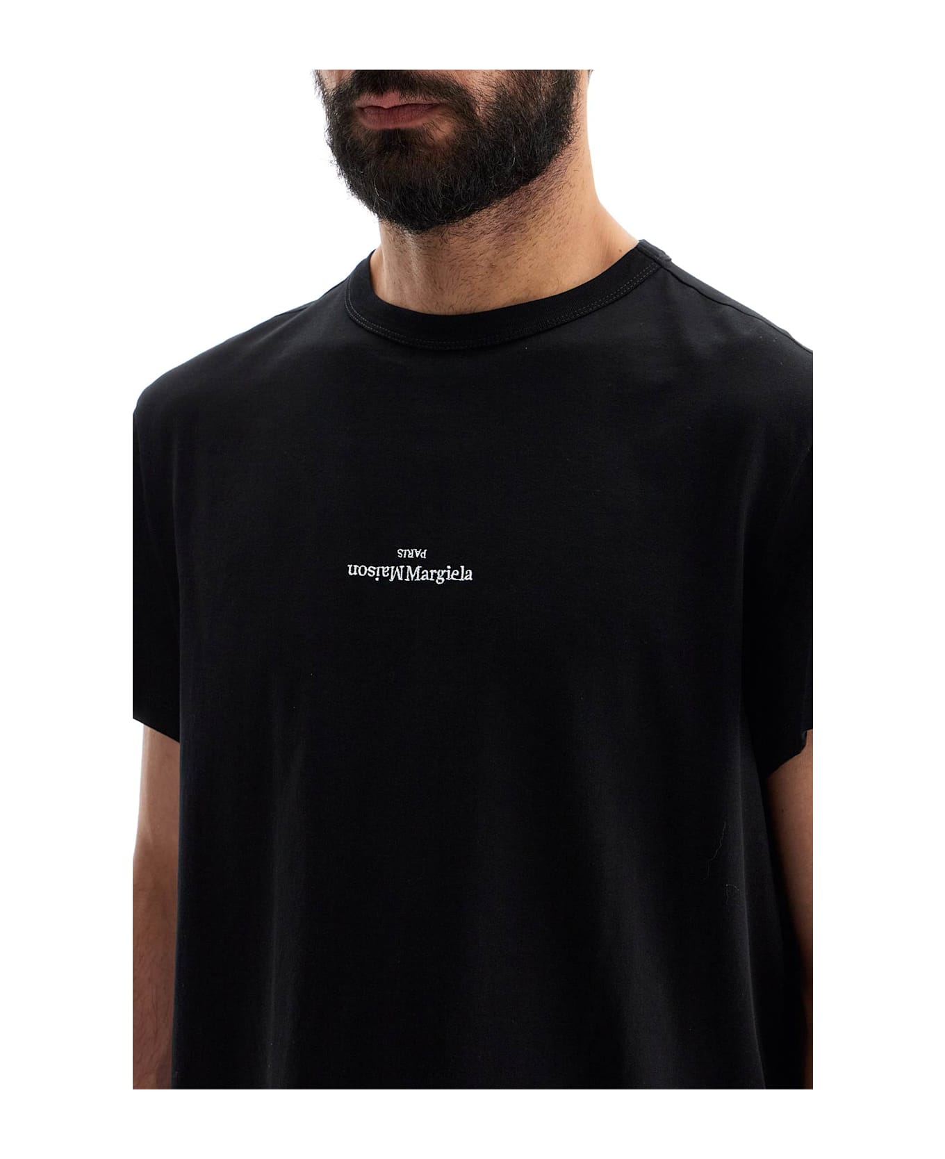 Maison Margiela 'reverse Logo T-shirt With - BLACK /WHITE EMBROIDERY (Black)