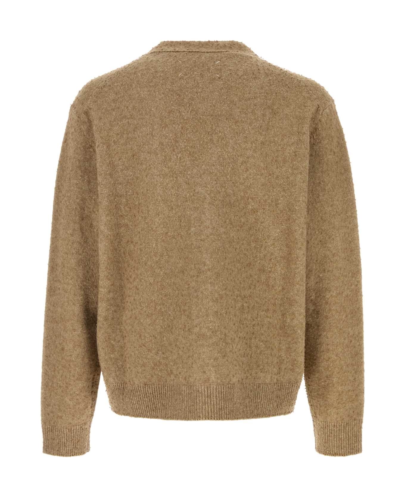 Maison Margiela Melange Cappuccino Wool Blend Cardigan - WALNUT