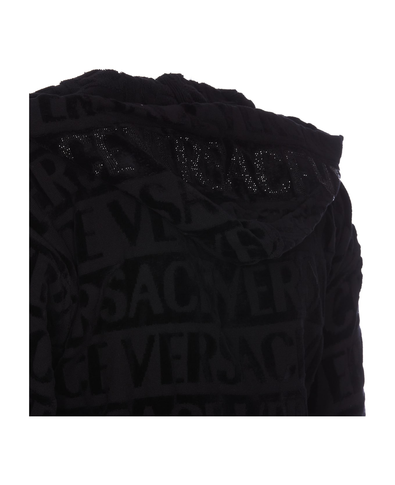 Versace Allover Bathrobe - Black フリース