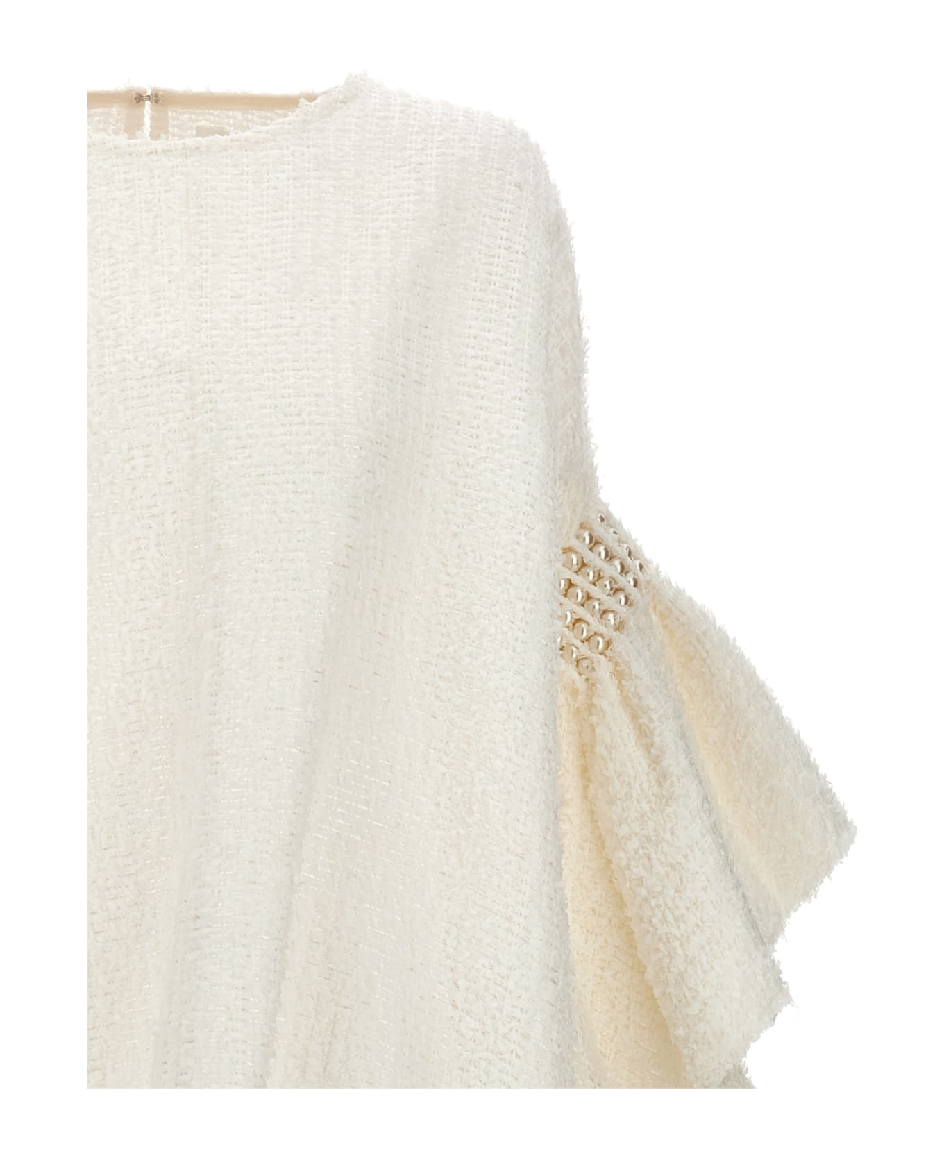 Junya Watanabe Pearl Tweed Top - White ニットウェア