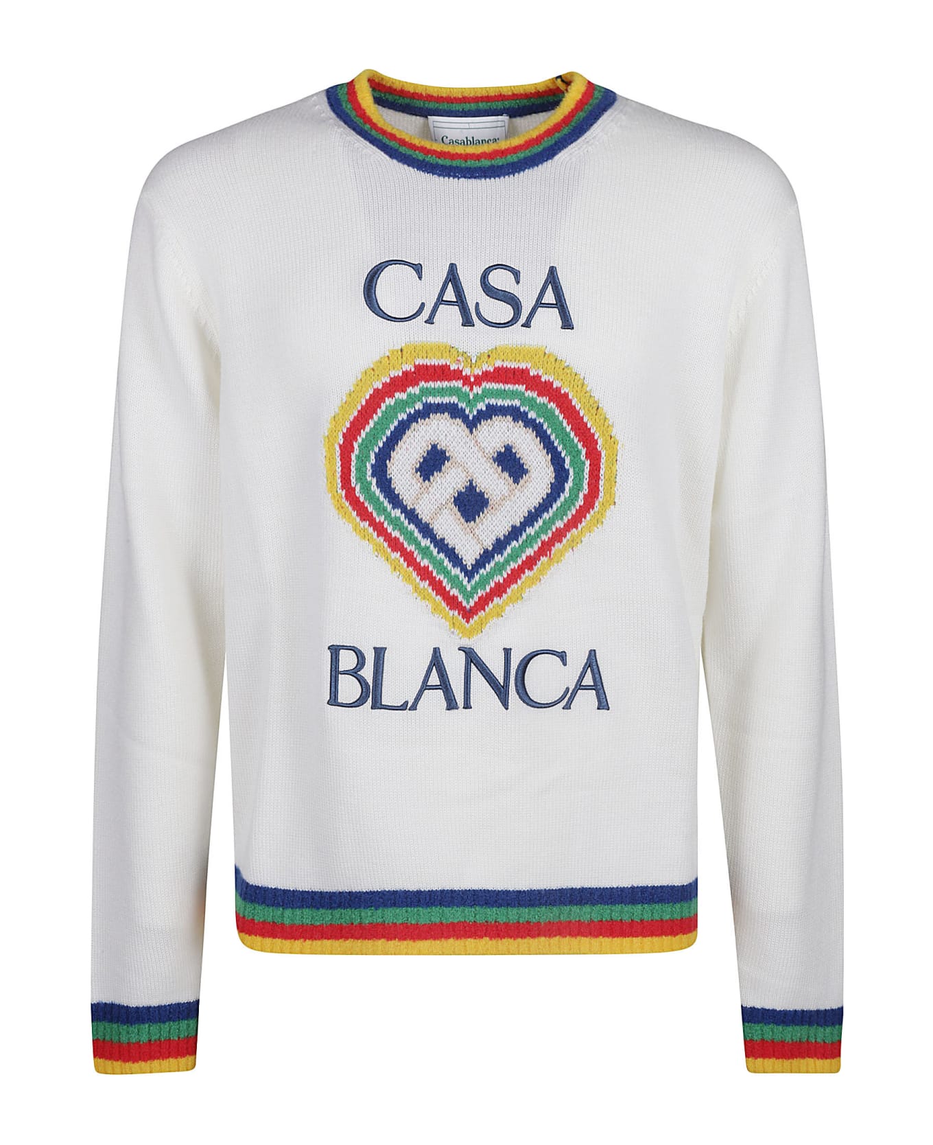 Casablanca Heart Boucle Brand Jumper - White