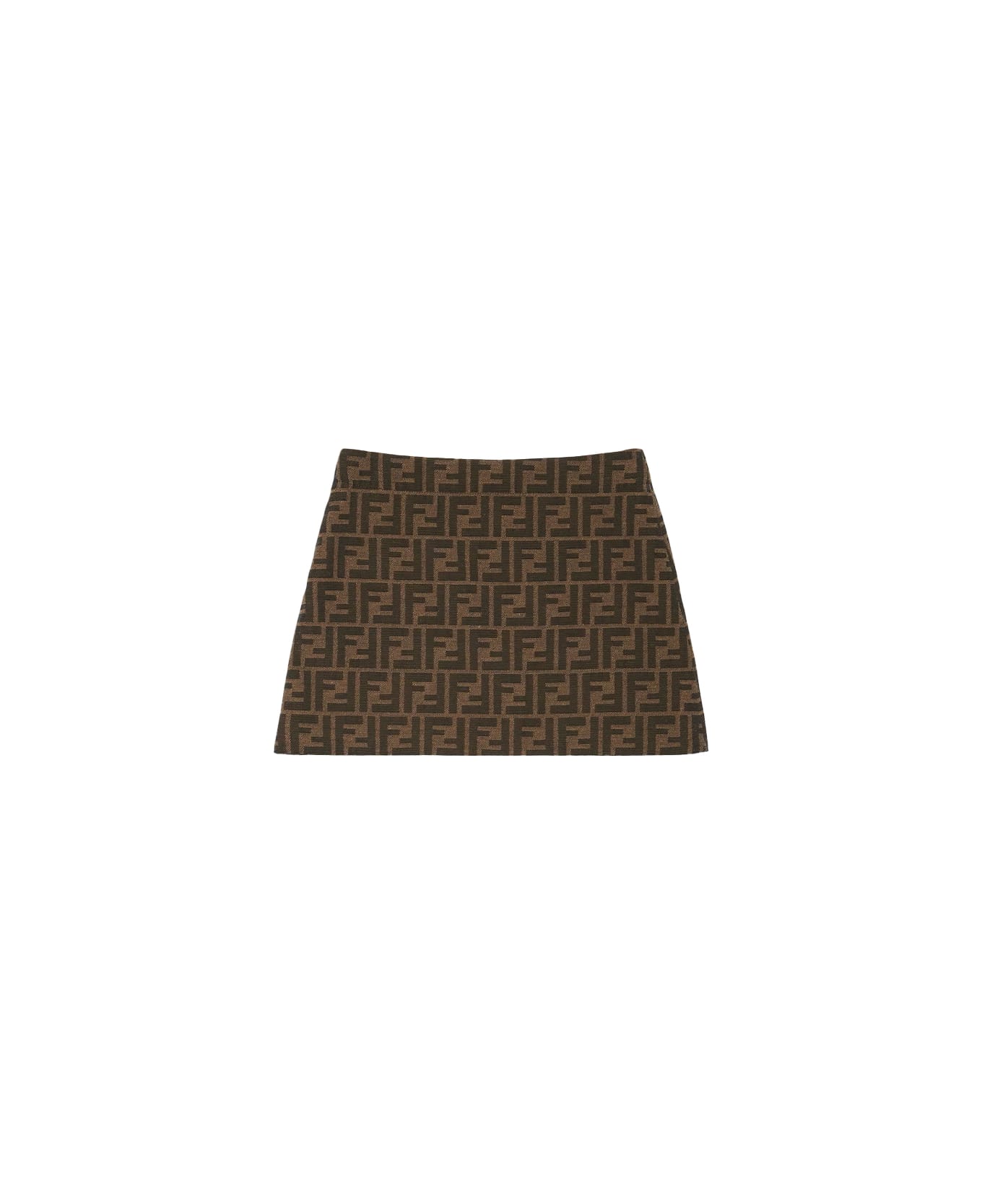 Fendi Brown Skirt With Ff Logo And Motif - Brown