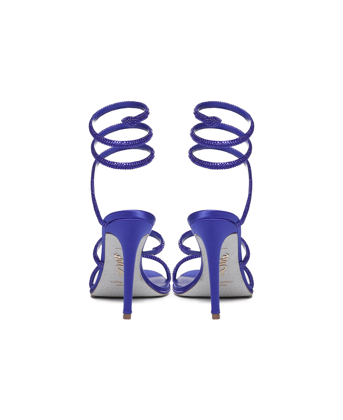René Caovilla Cleo Sandals In Calfskin - Bluette satin