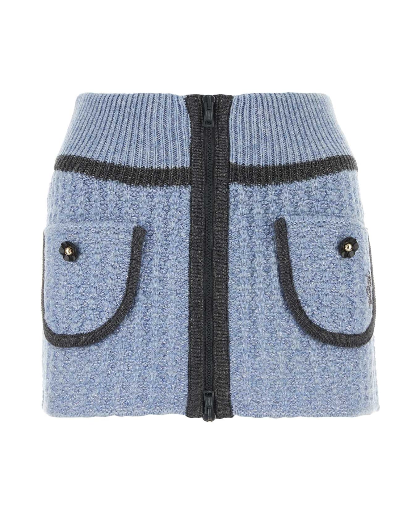 Cormio Cerulean Wool Blend Mini Skirt - BLUEPERVINCA