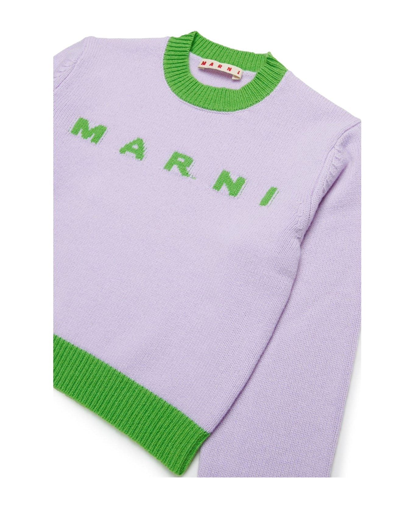 Marni Logo Intarsia Knitted Jumper - Lilac
