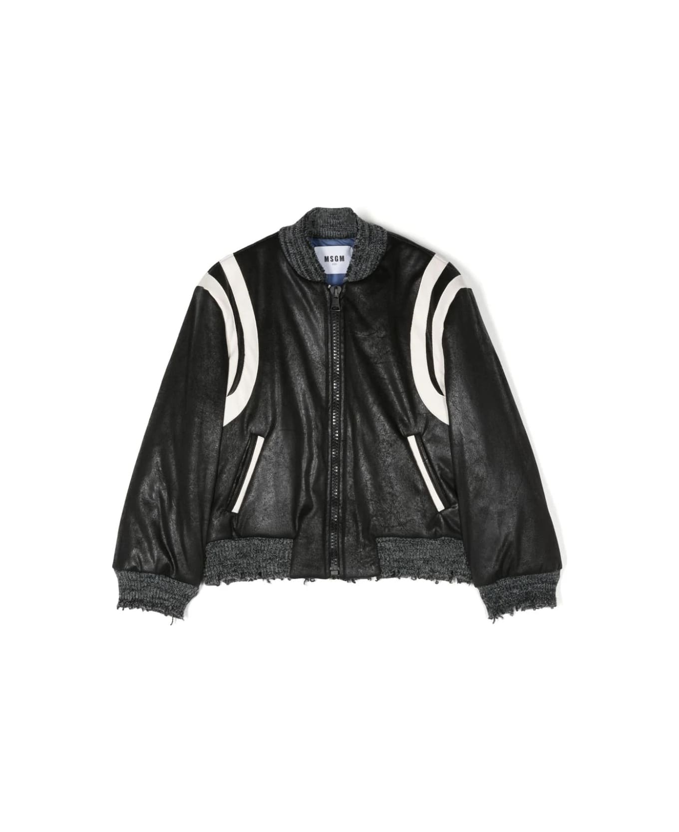 Black Bomber Jacket With Contrast Edging