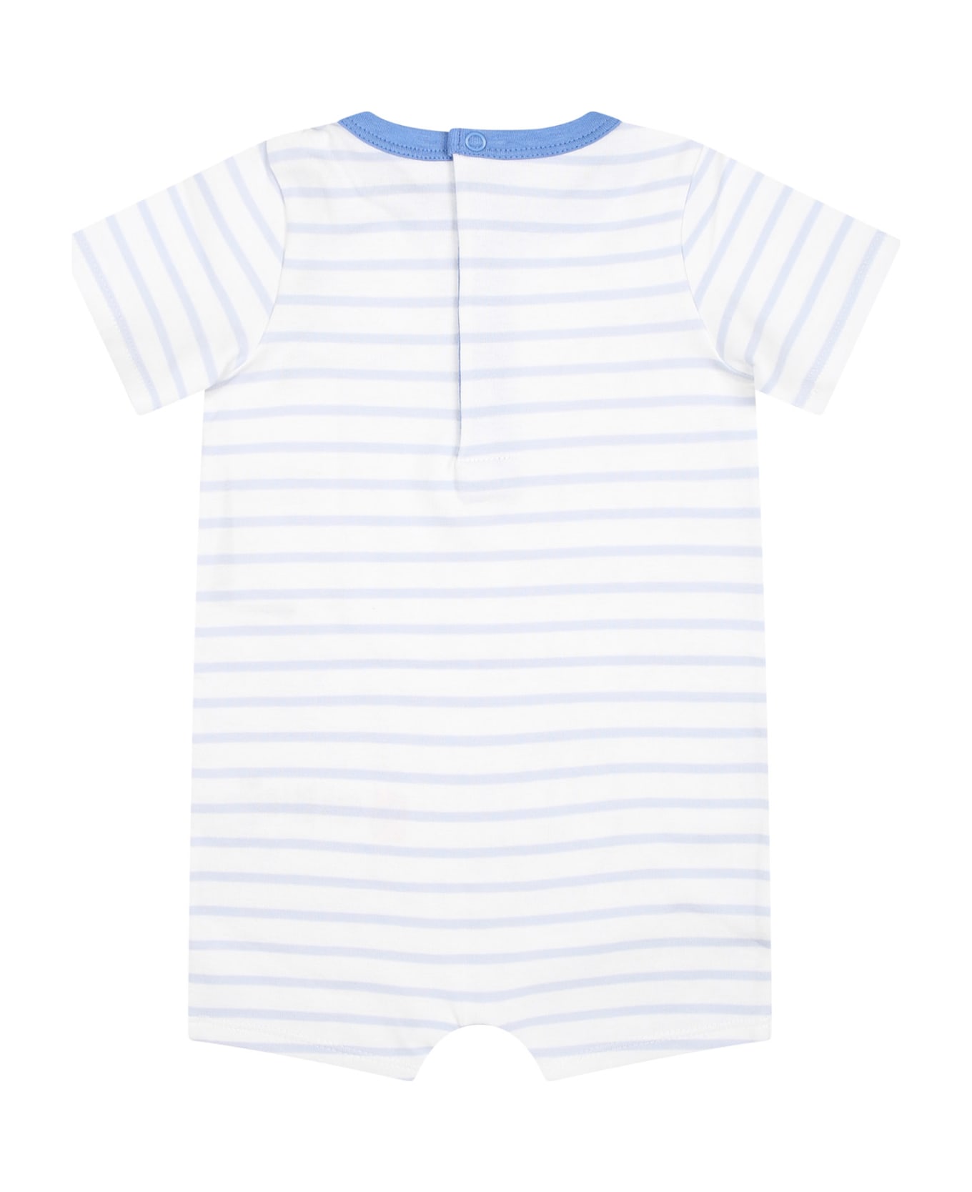 Kenzo Kids White Romper For Baby Boy With Print And Logo - White