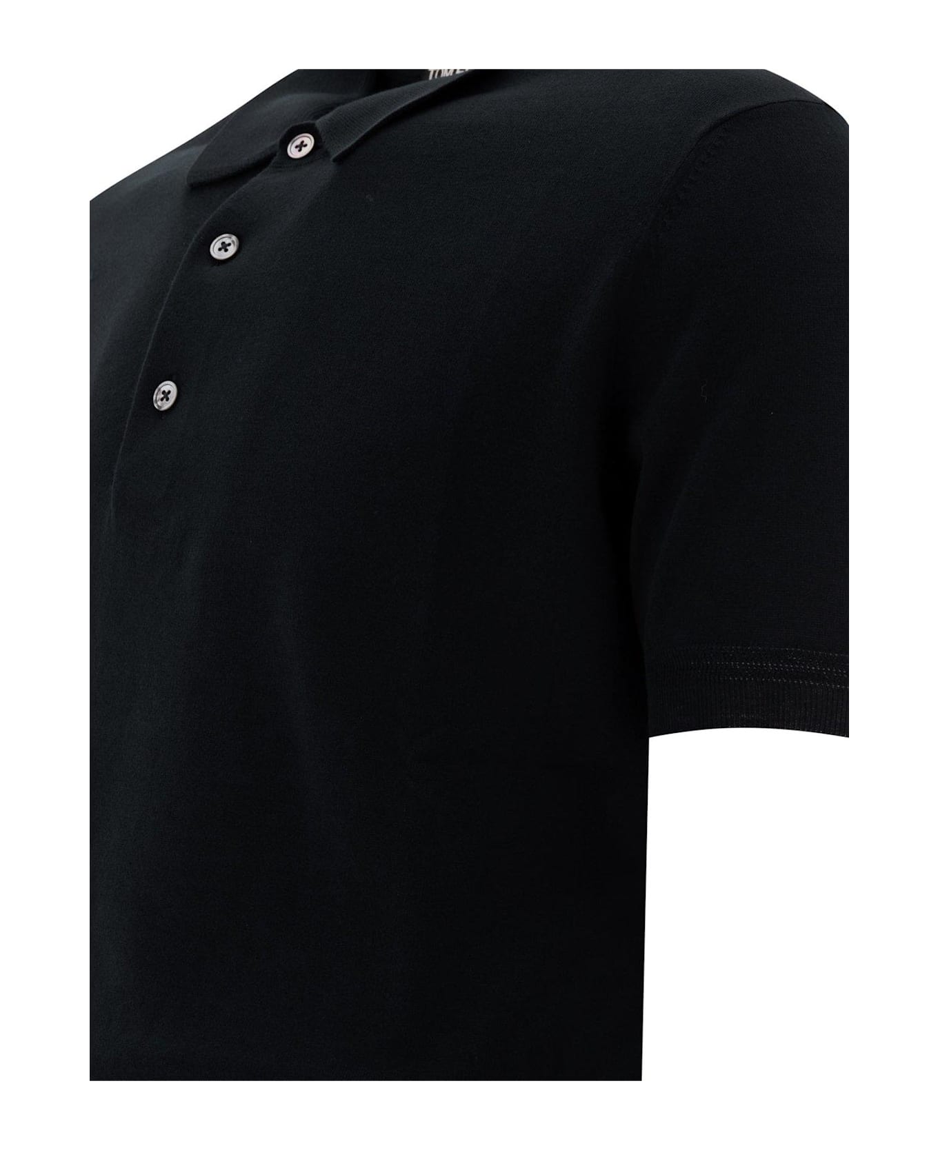 Tom Ford Fine Knit Polo Shirt - Black