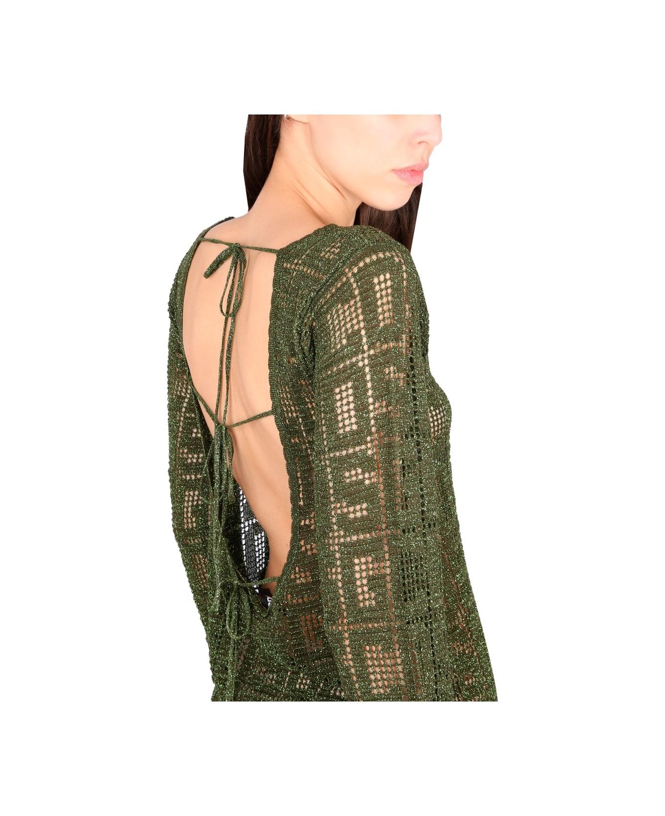 GCDS Monogram Macrame Dress - MILITARY GREEN