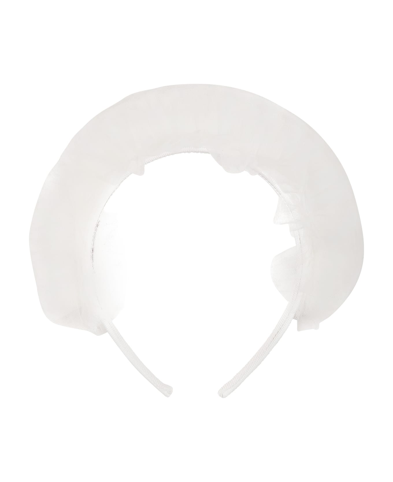 Monnalisa White Headband For Girl With Tulle - White アクセサリー＆ギフト