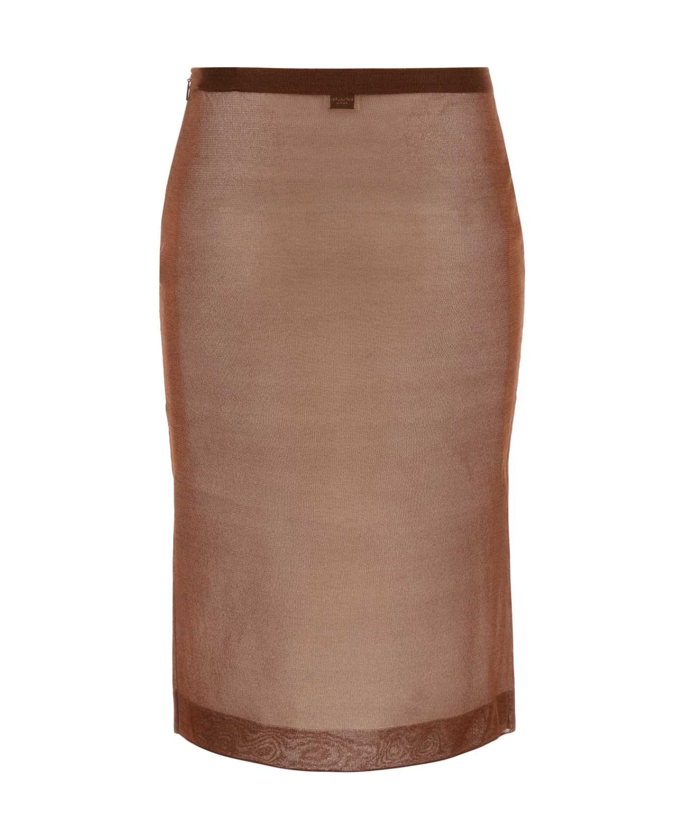 Saint Laurent Chocolate Silk Skirt - CHOCOLAT