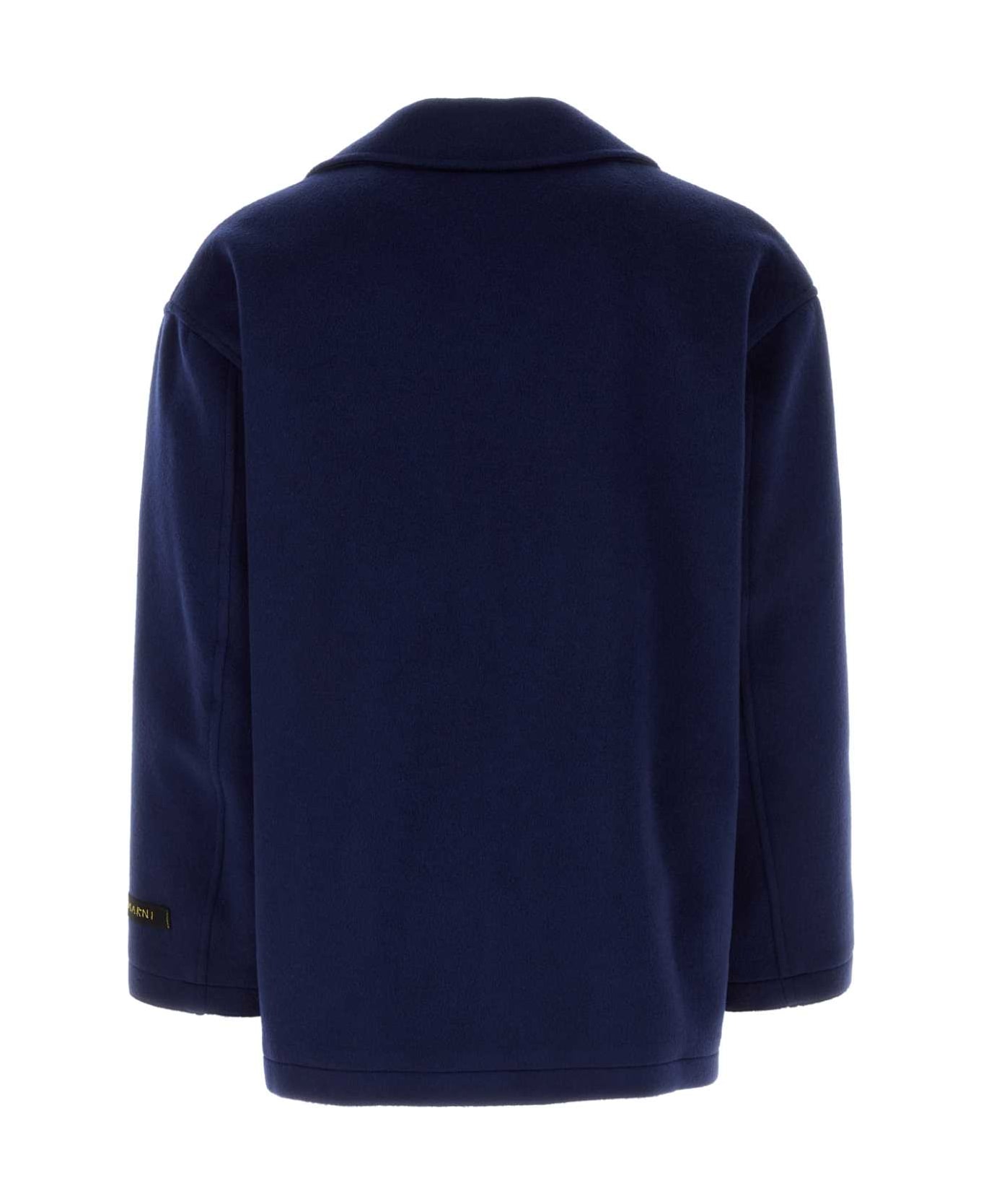 Marni Blue Wool Blend Coat - LIGHTNAVY