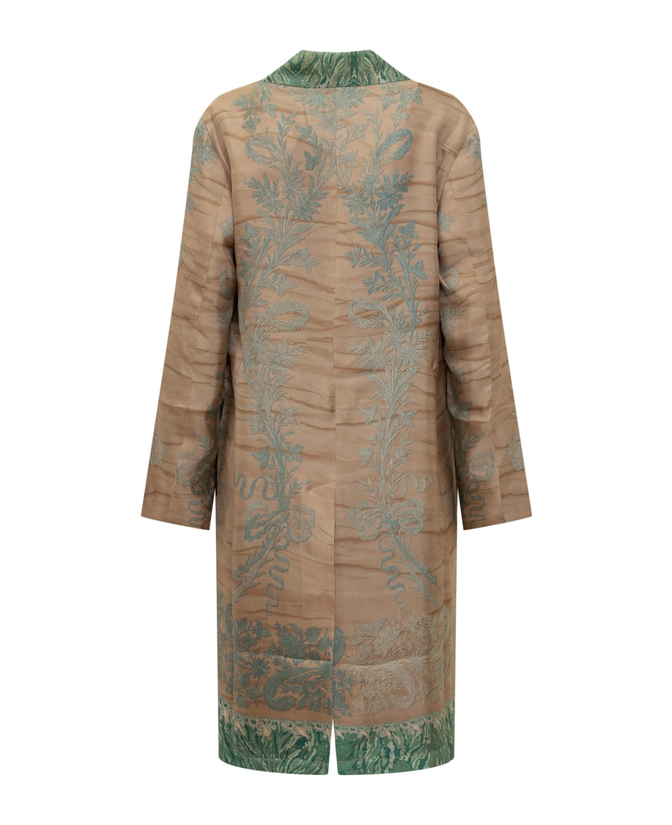 Pierre-Louis Mascia Silk Coat With Floral Pattern - CIPRIA AZZURRO