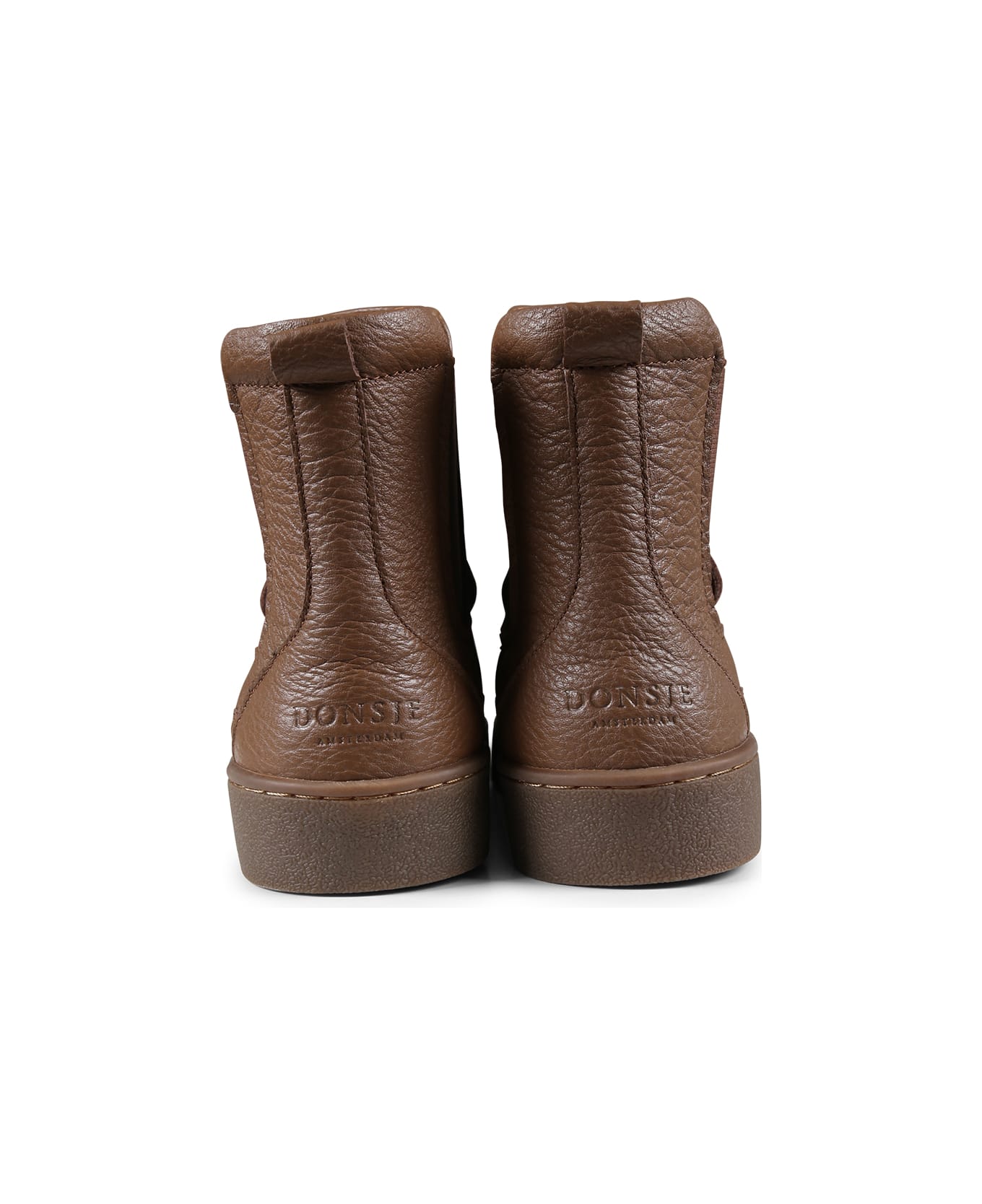 Donsje Brown Ankle Boots For Kids With Bear - Brown