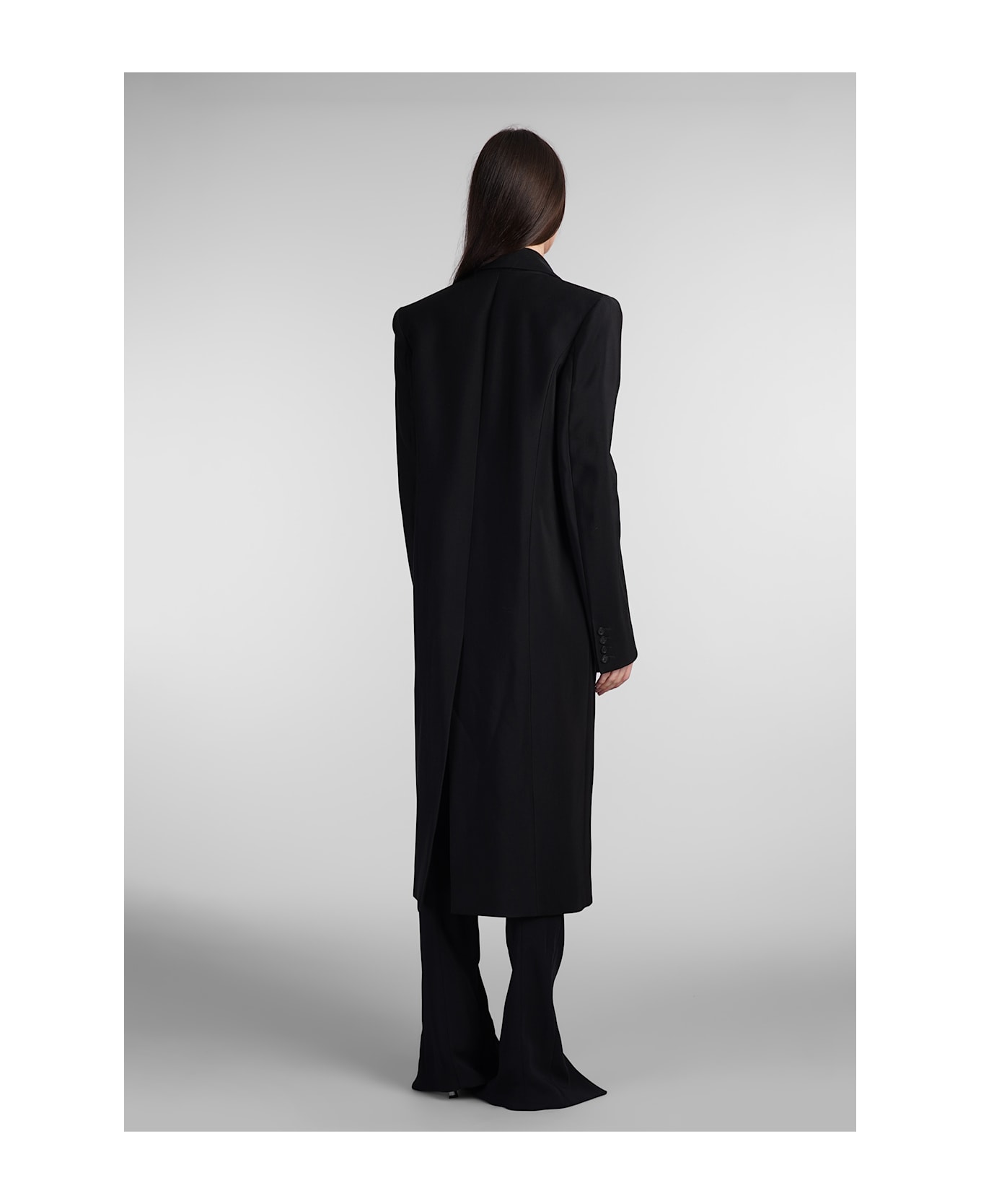 Mugler Coat In Black Viscose - black