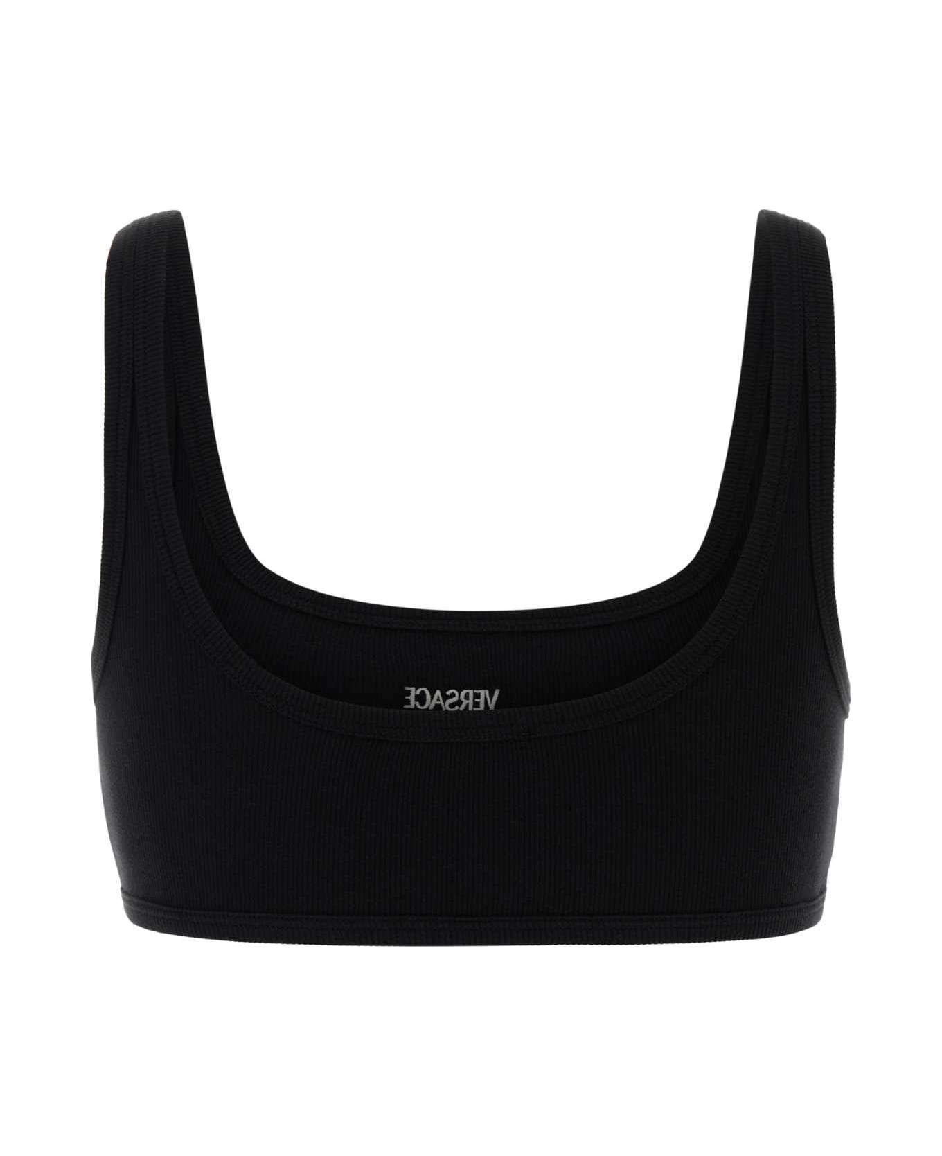 Versace Black Stretch Cotton Bra - BLACK